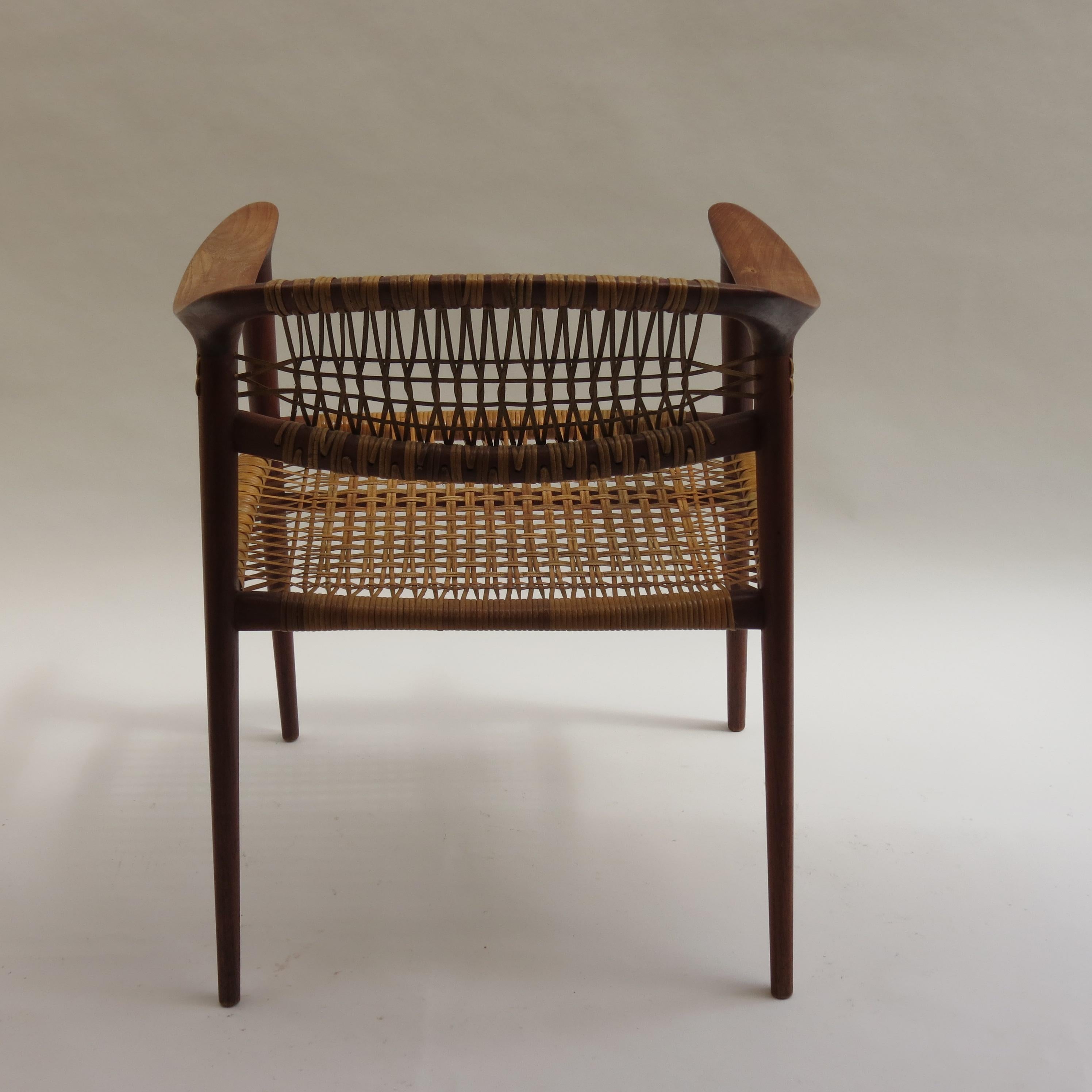 1950s Bambi Teak and Cane Dining Chair by Rolf Rastad and Adolf Relling Norway 11