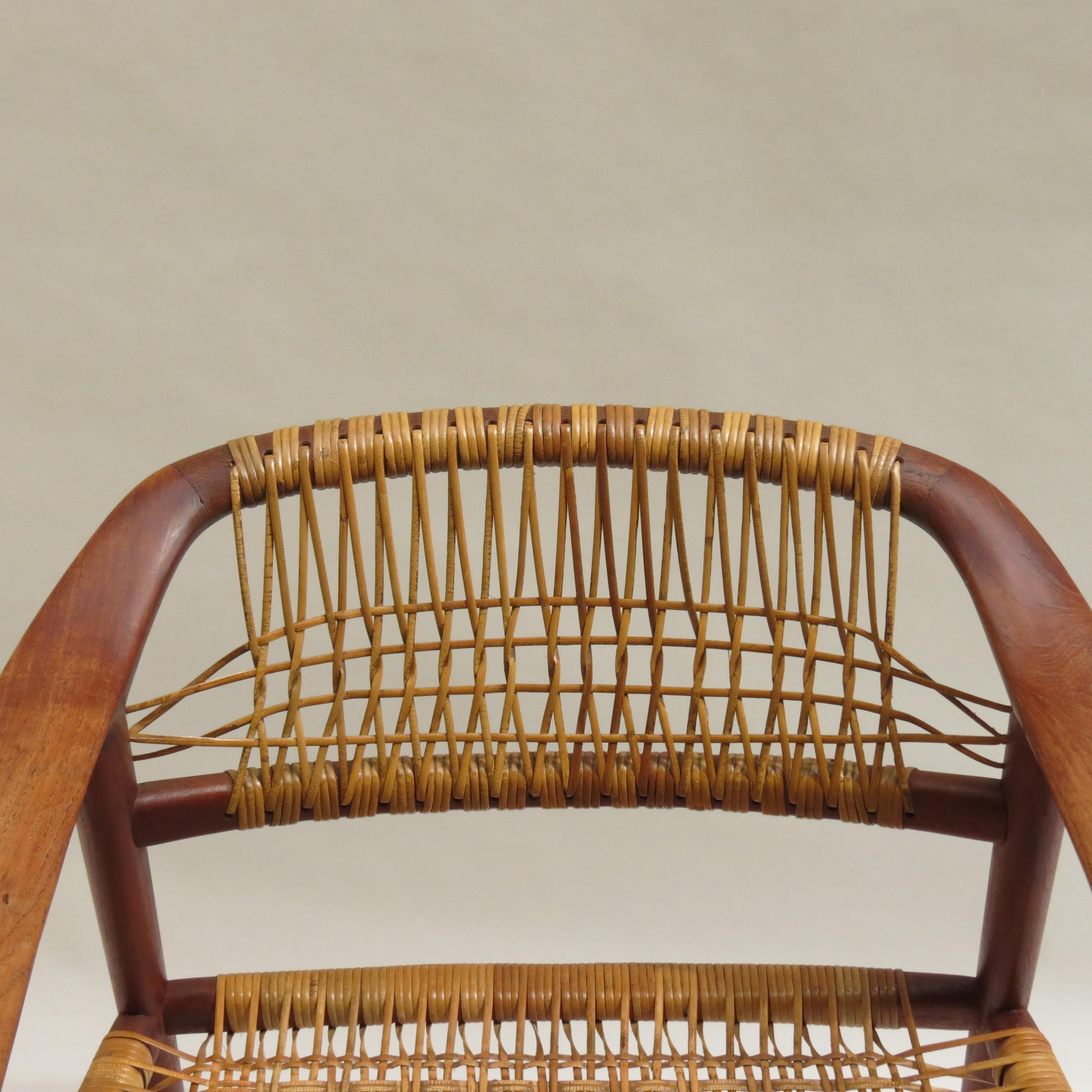 Caning 1950s Bambi Teak and Cane Dining Chair by Rolf Rastad and Adolf Relling Norway