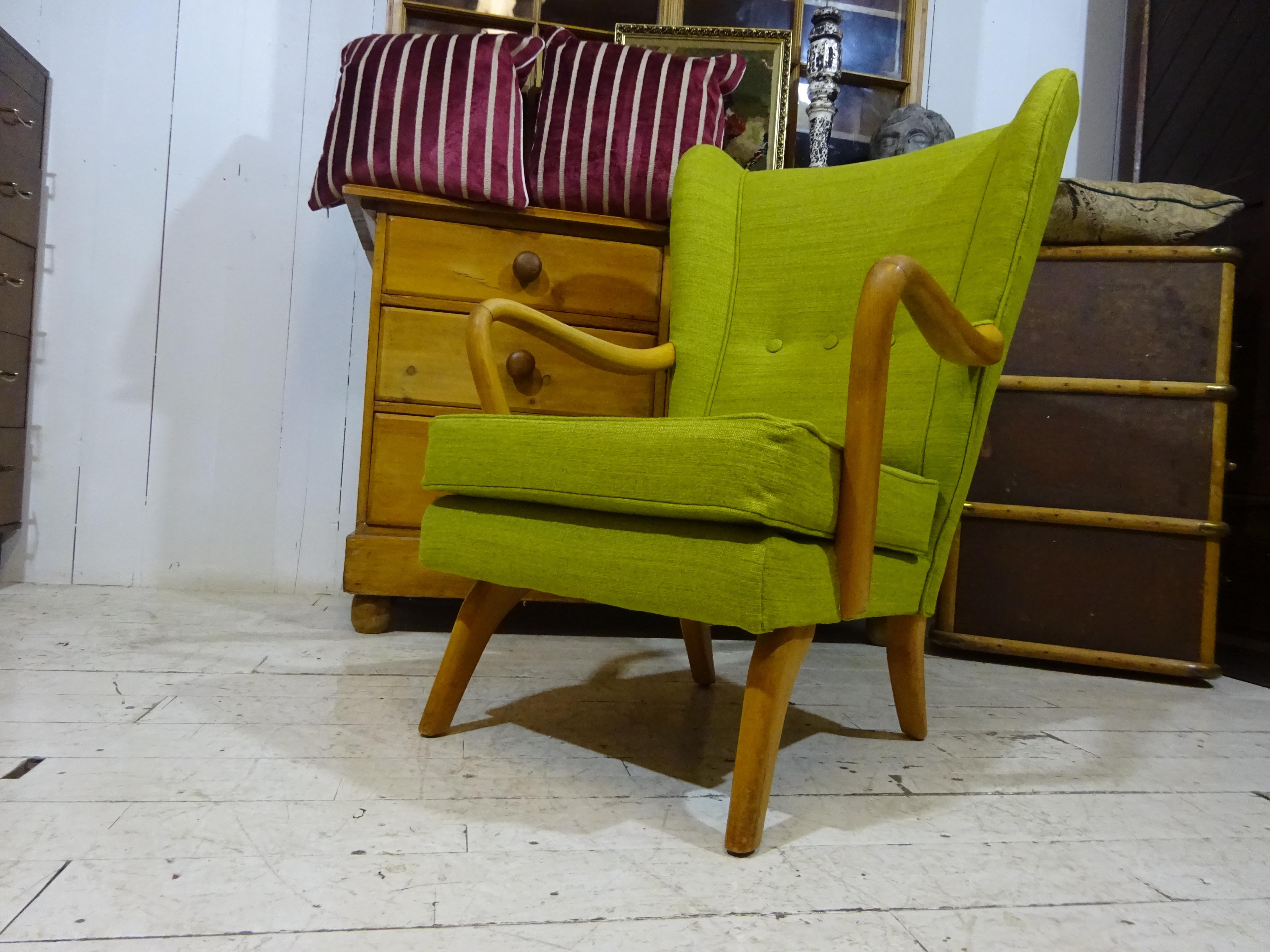 1950's Bambino Armchair by Howard Keith in Olive Chenille  1