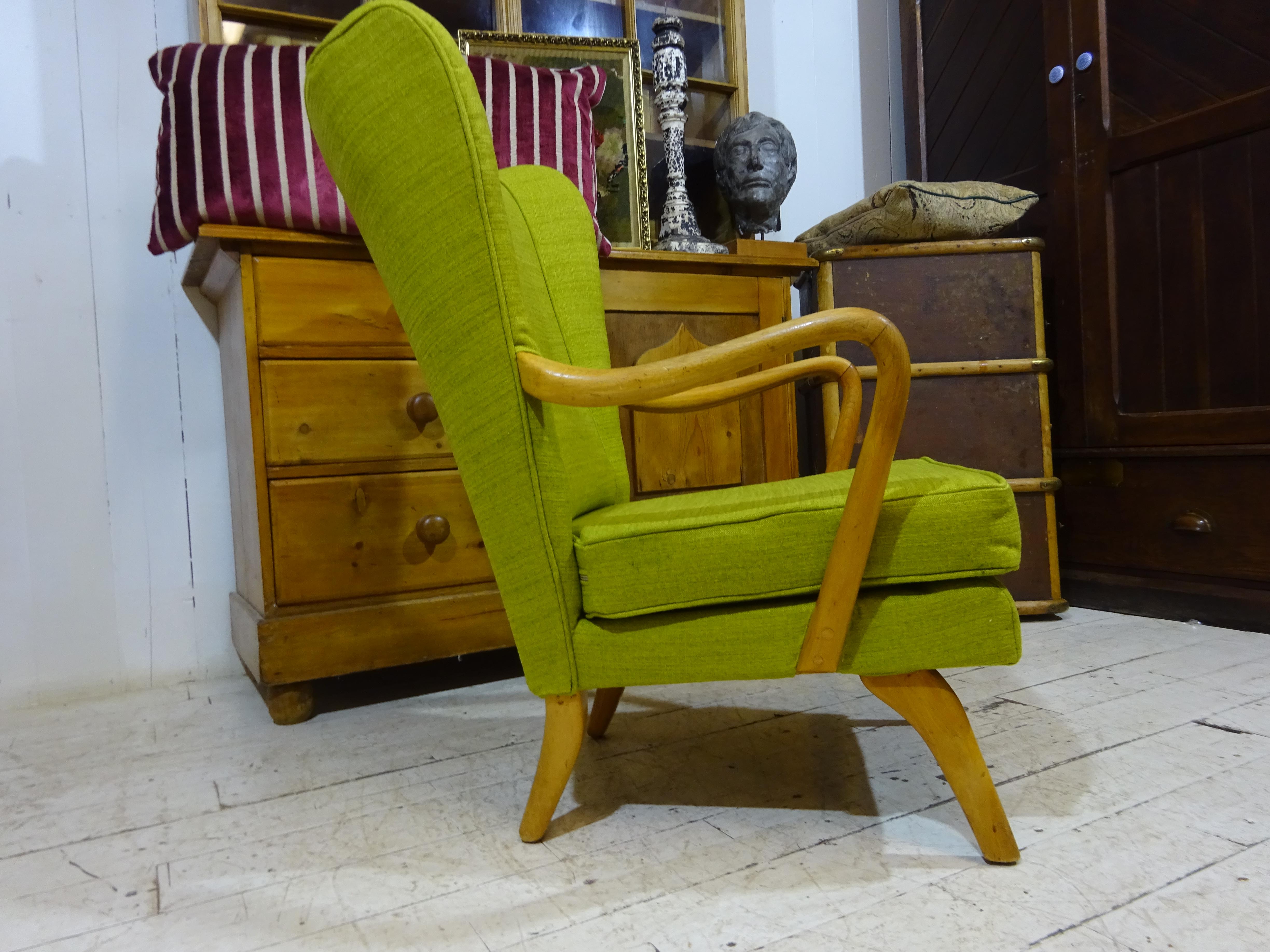 1950's Bambino Armchair by Howard Keith in Olive Chenille  5