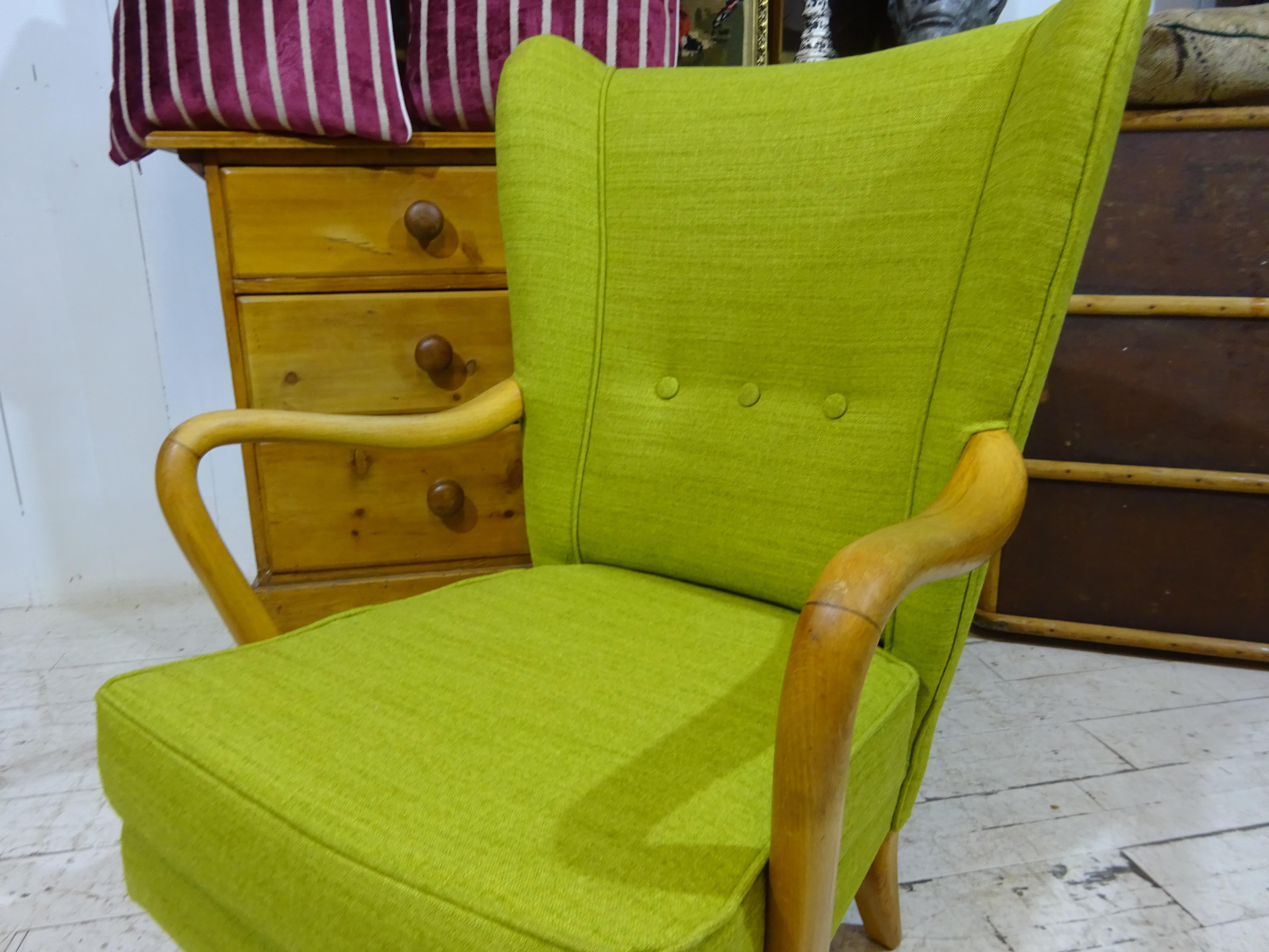 1950's Bambino Armchair by Howard Keith in Olive Chenille  9