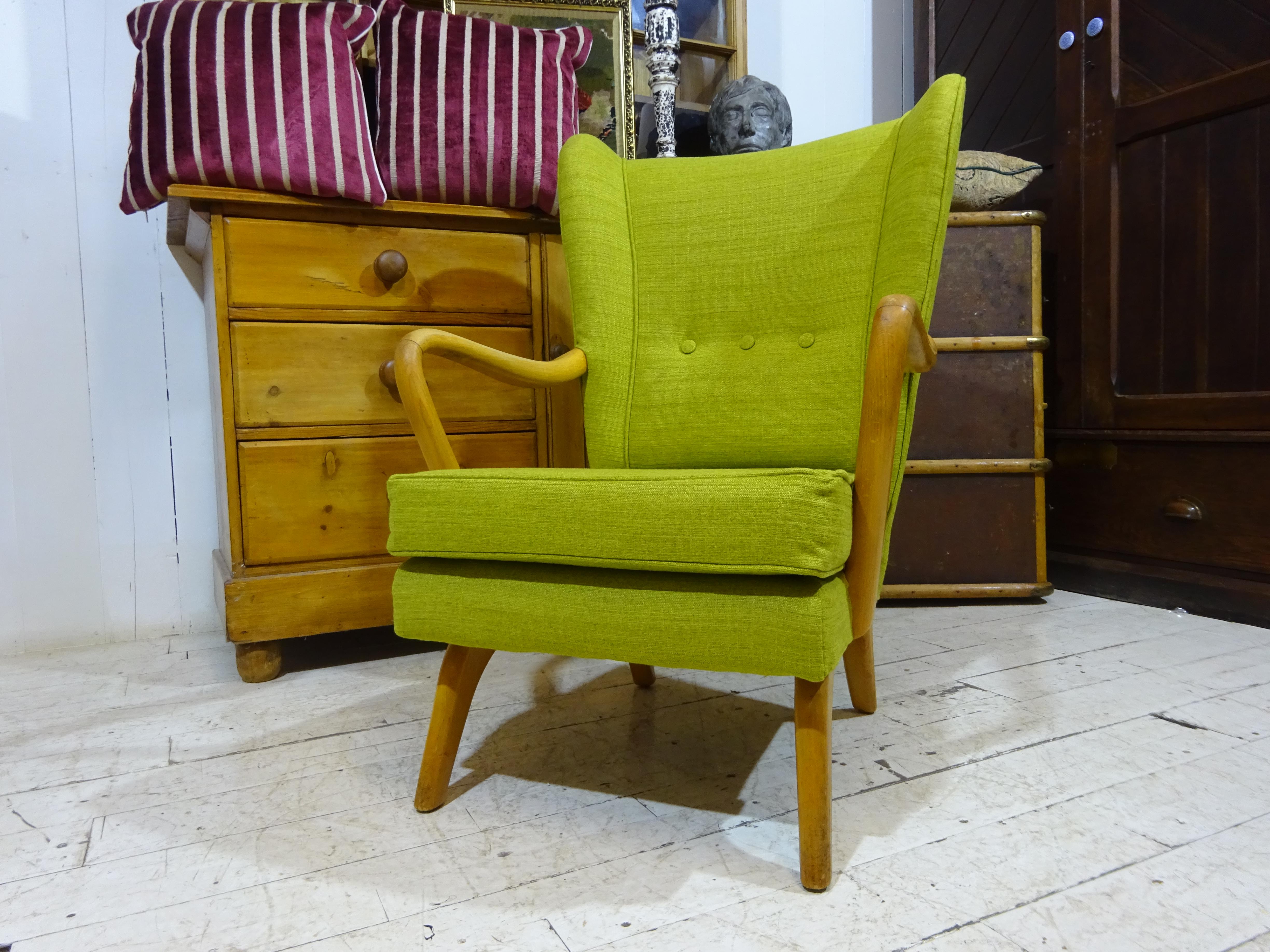 Joinery 1950's Bambino Armchair by Howard Keith in Olive Chenille 