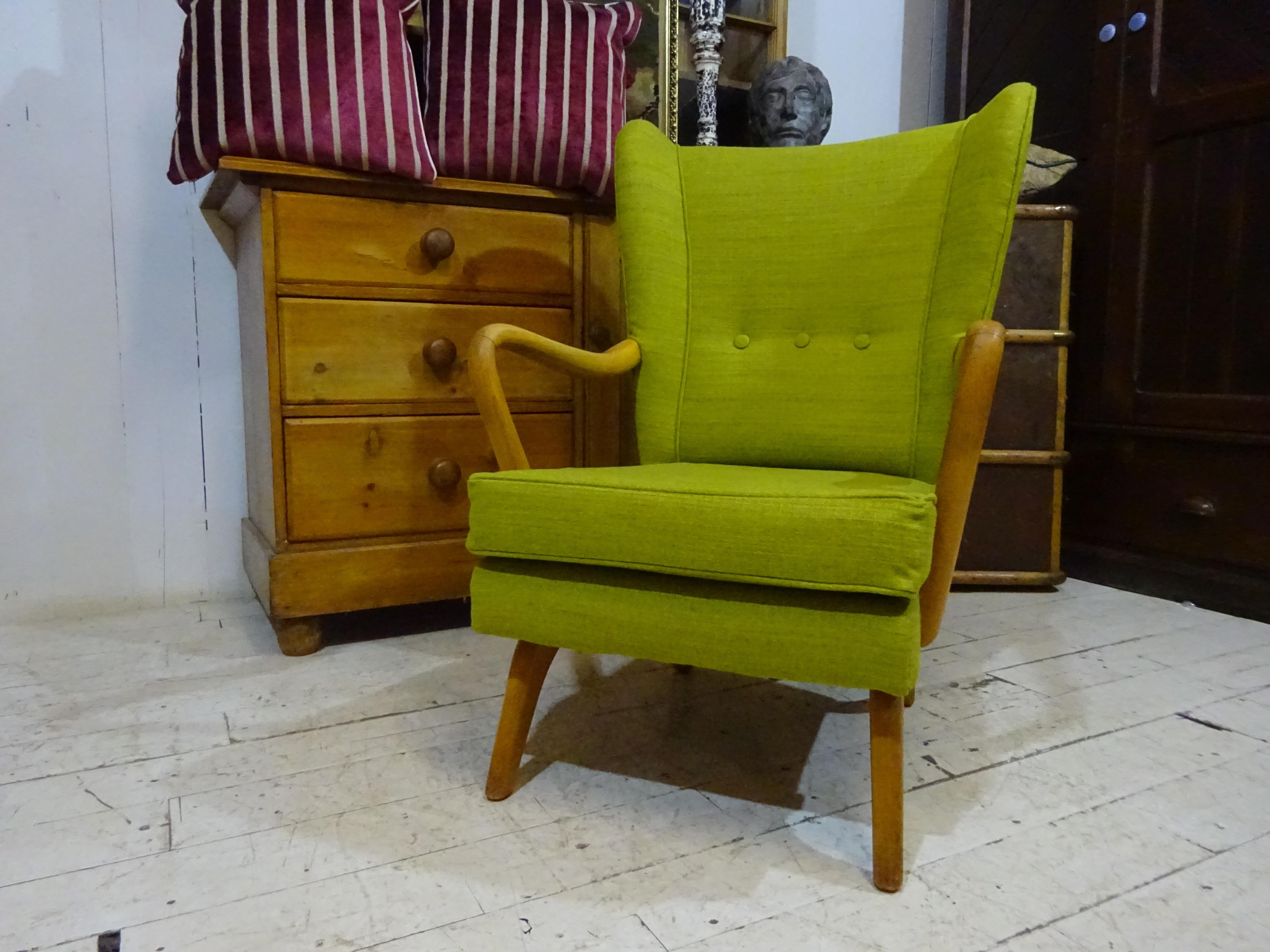 Mid-20th Century 1950's Bambino Armchair by Howard Keith in Olive Chenille 