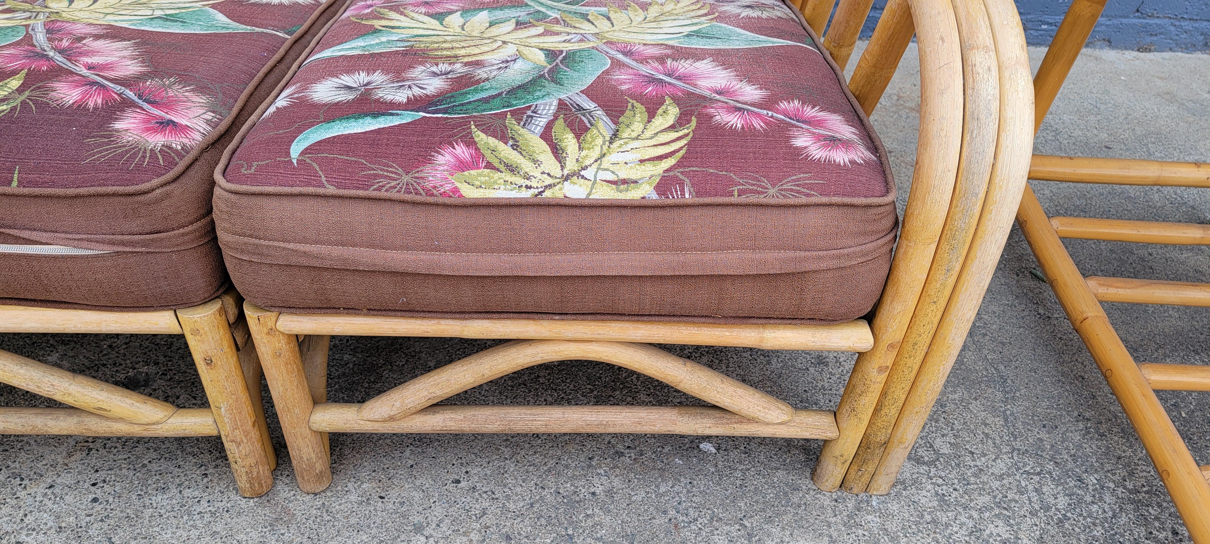 1950's Bamboo 4 Piece Suite: 2 Piece Sofa / Coffee Table /  Side Table 9