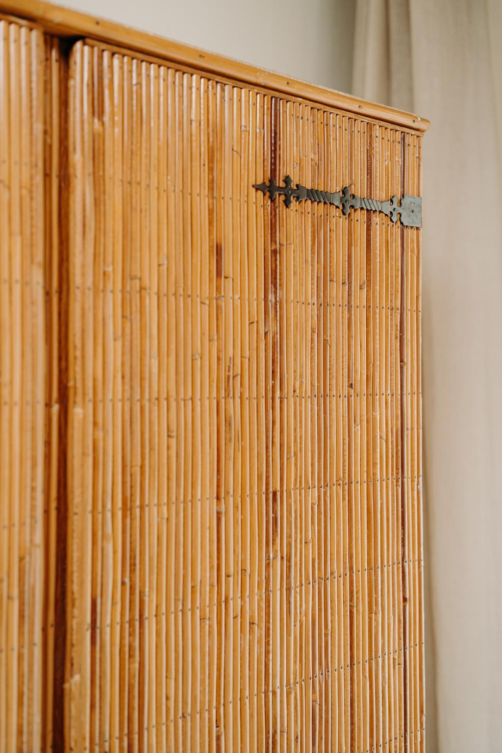 20th Century 1950's Bamboo Cabinet/Wardrobe