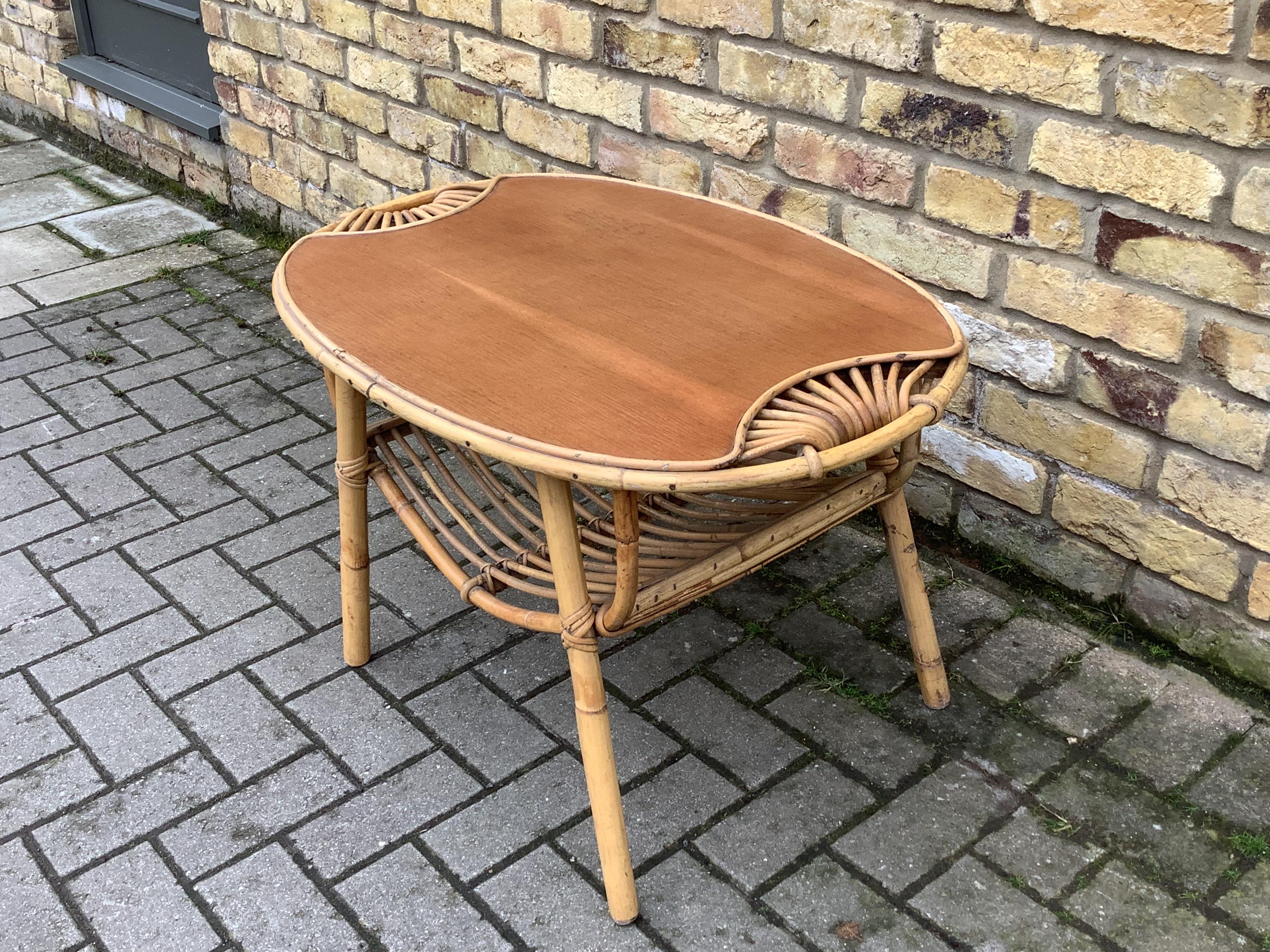 Mid-Century Modern 1950’s Bamboo coffee table by Janine Abraham For Sale