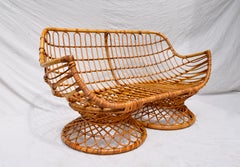 1950s Bamboo Rattan Sofa or Settee, Italy