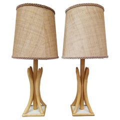 1950's Bamboo / Rattan Table Lamps