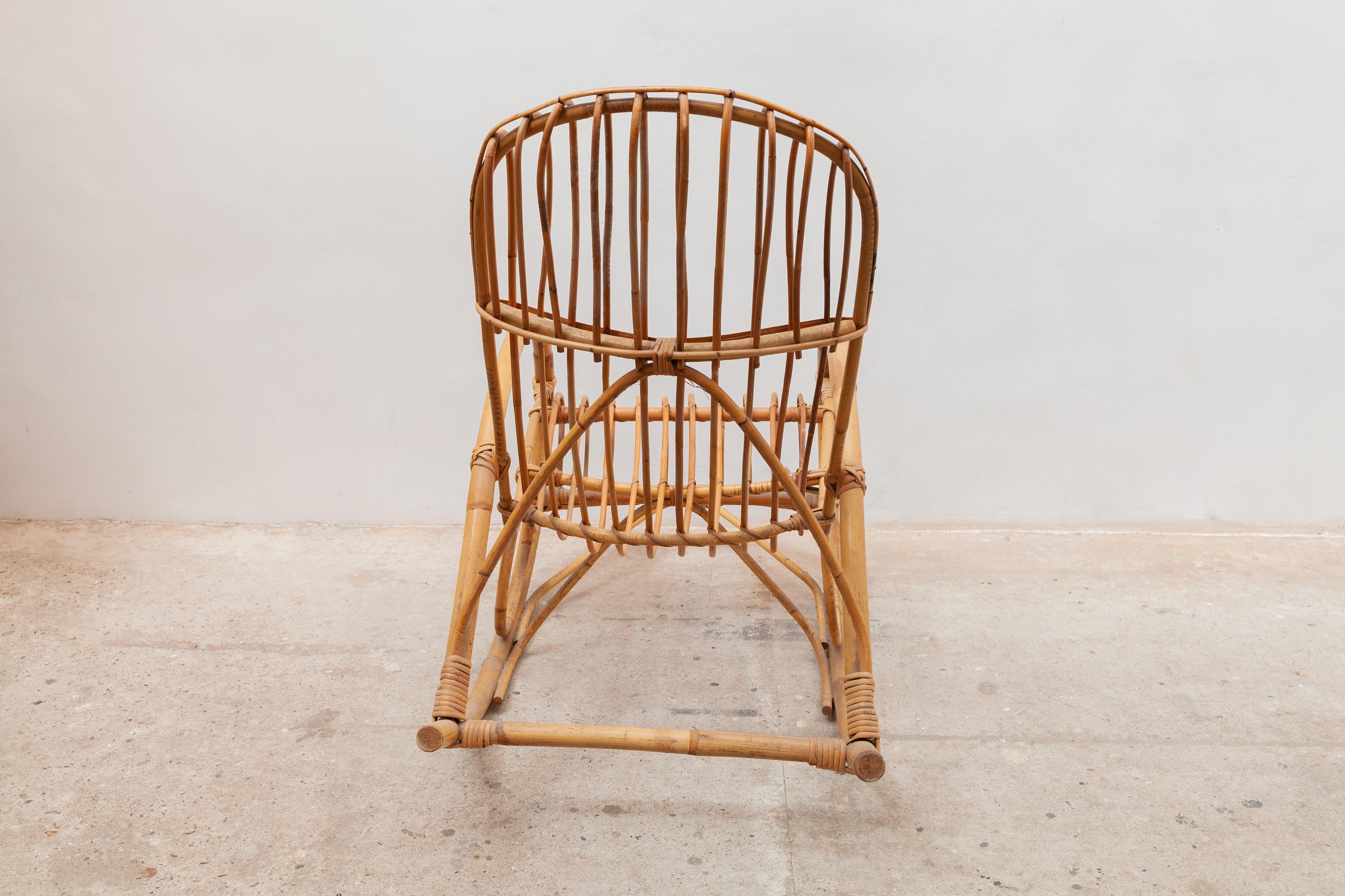 Mid-Century Modern 1950s Bamboo Rocking Chair, Italy For Sale
