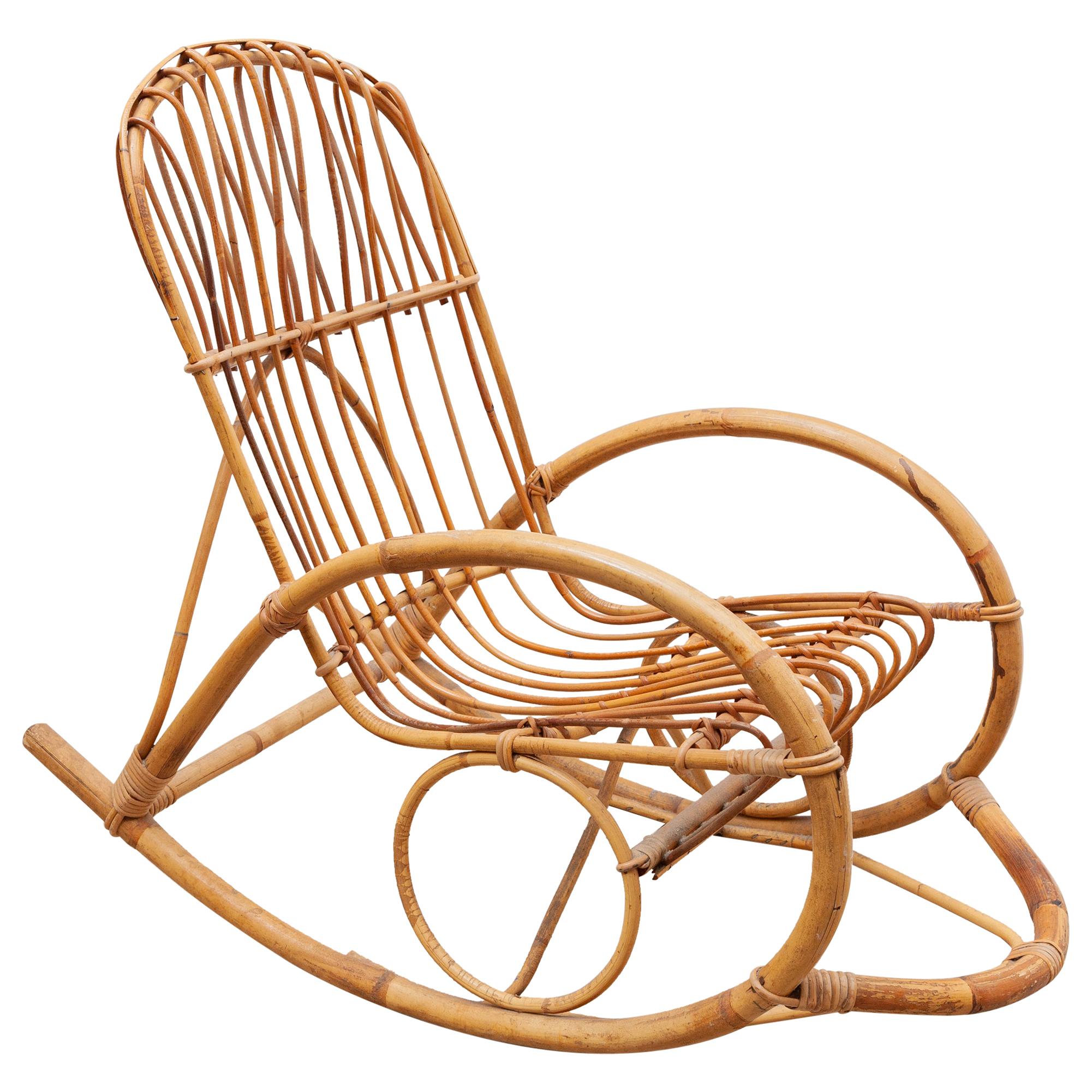1950s Bamboo Rocking Chair, Italy