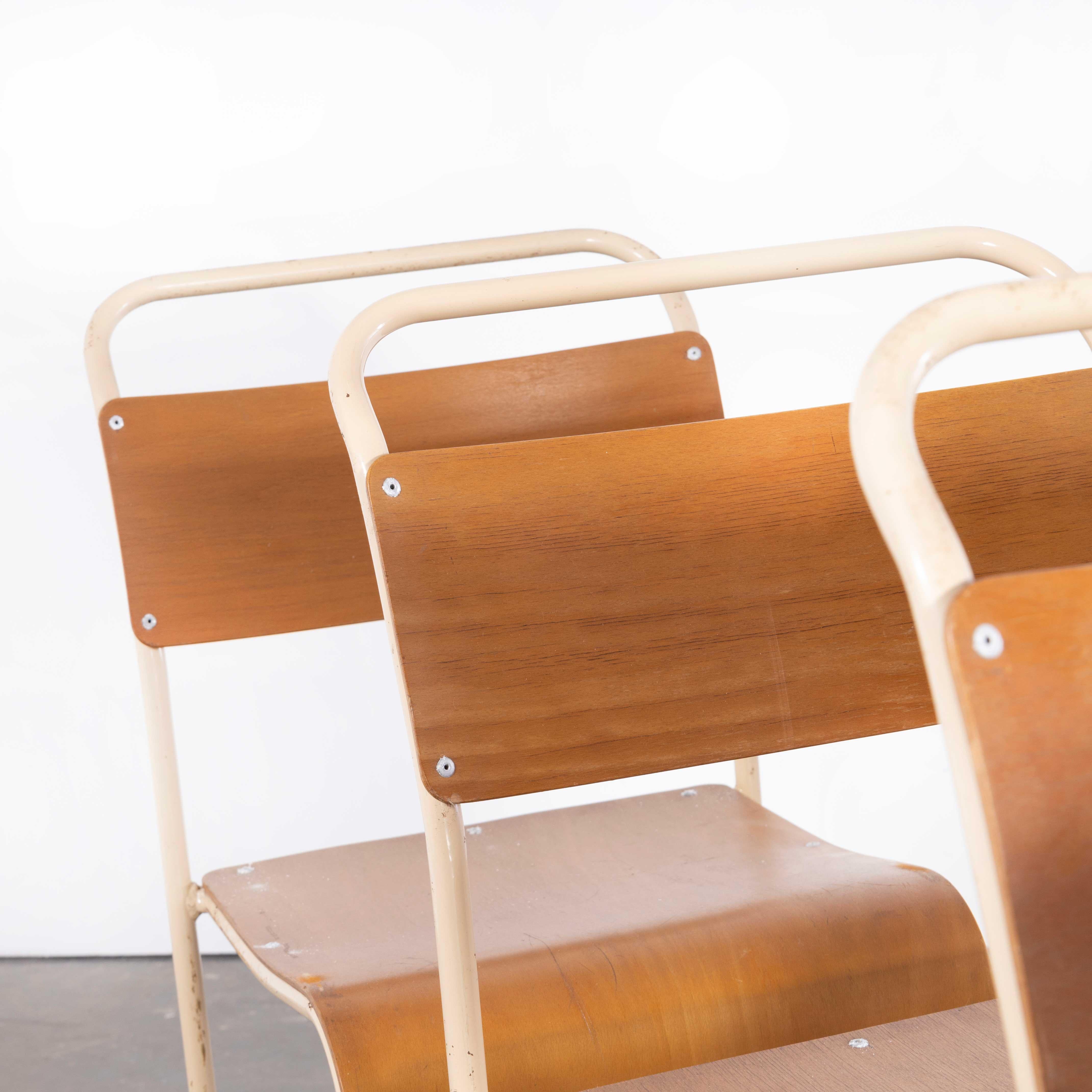 1950s Bamco Tubular Metal Cream Dining Chairs, Set of Four 1