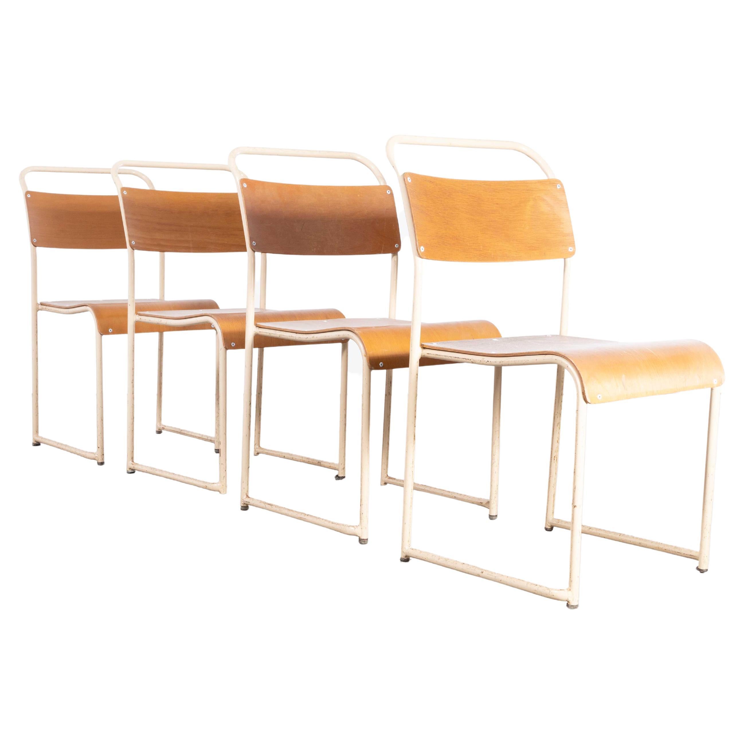 1950s Bamco Tubular Metal Cream Dining Chairs, Set of Four