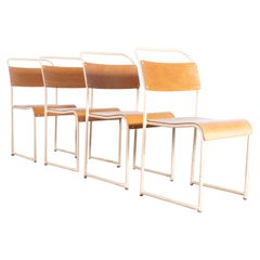 Used 1950s Bamco Tubular Metal Cream Dining Chairs, Set of Four