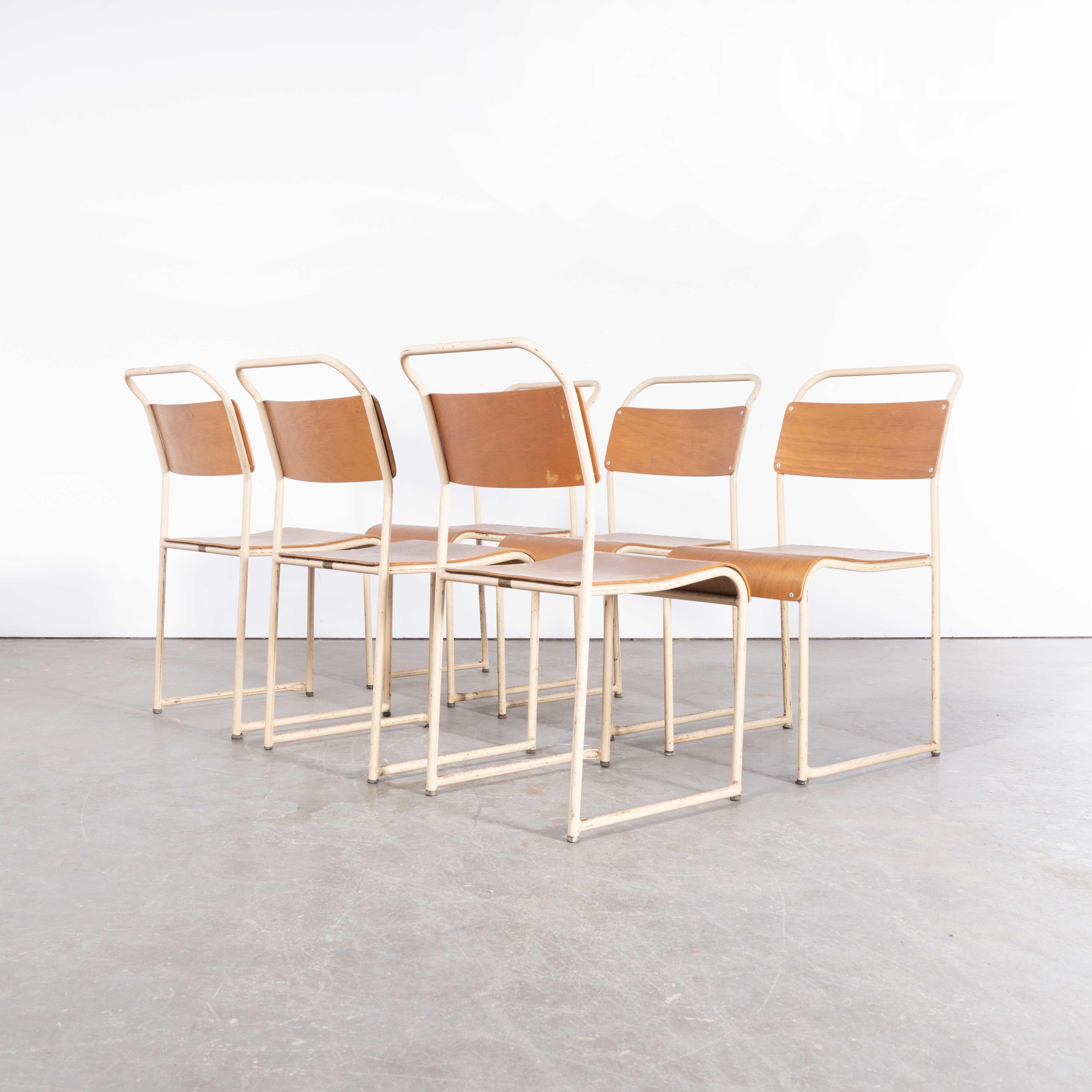 1950s Bamco Tubular Metal Cream Dining Chairs, Set of Six 3
