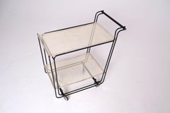 1950's Bar Cart with Tubular Steel Frame & Perforated Shelves, After Matégot