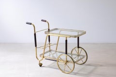 1950's Bar cart with two tray-like shelves in cut glass