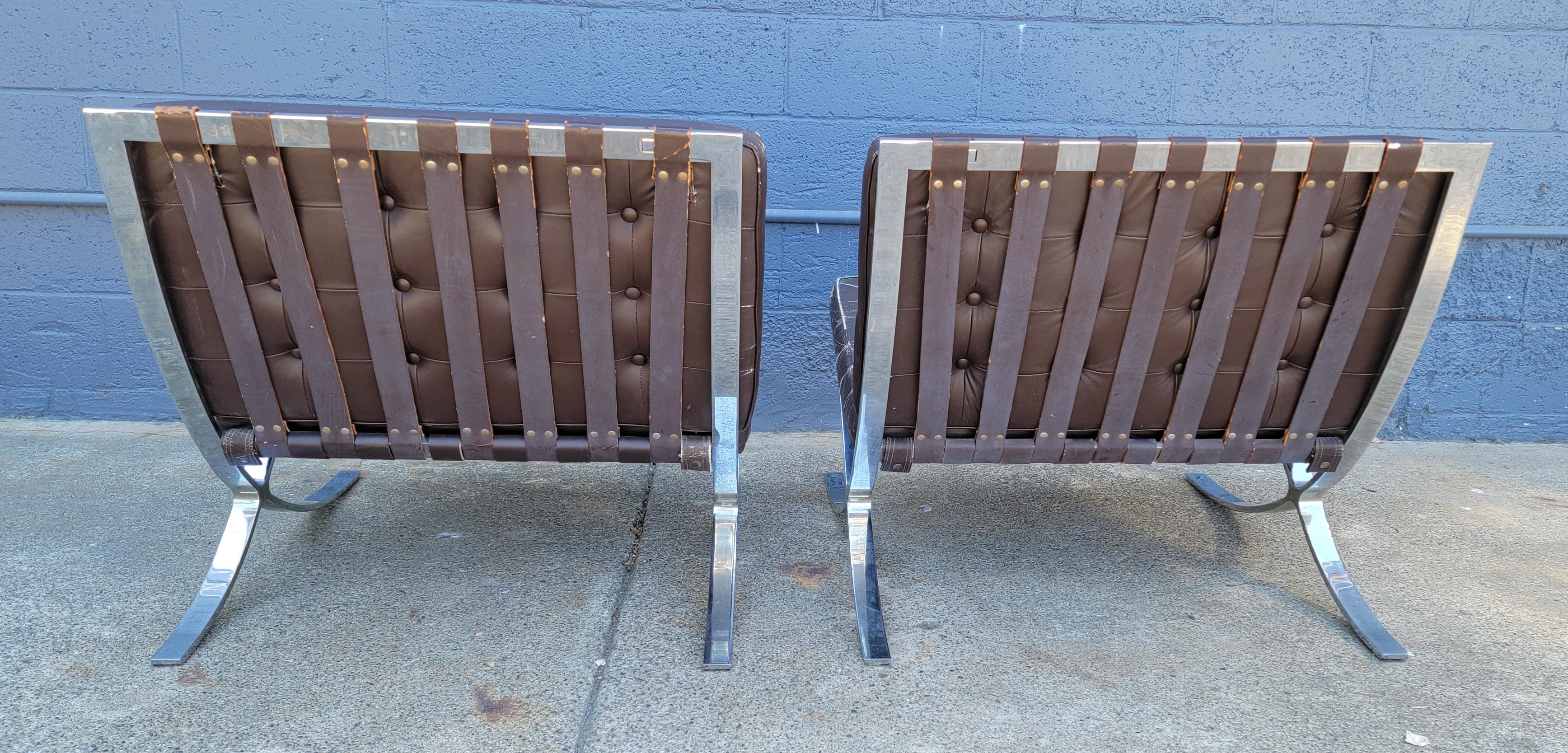 European 1950's Barcelona Style Leather Lounge Chairs by Supreme Industria Argentina