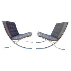 1950's Barcelona Style Leather Lounge Chairs by Supreme Industria Argentina
