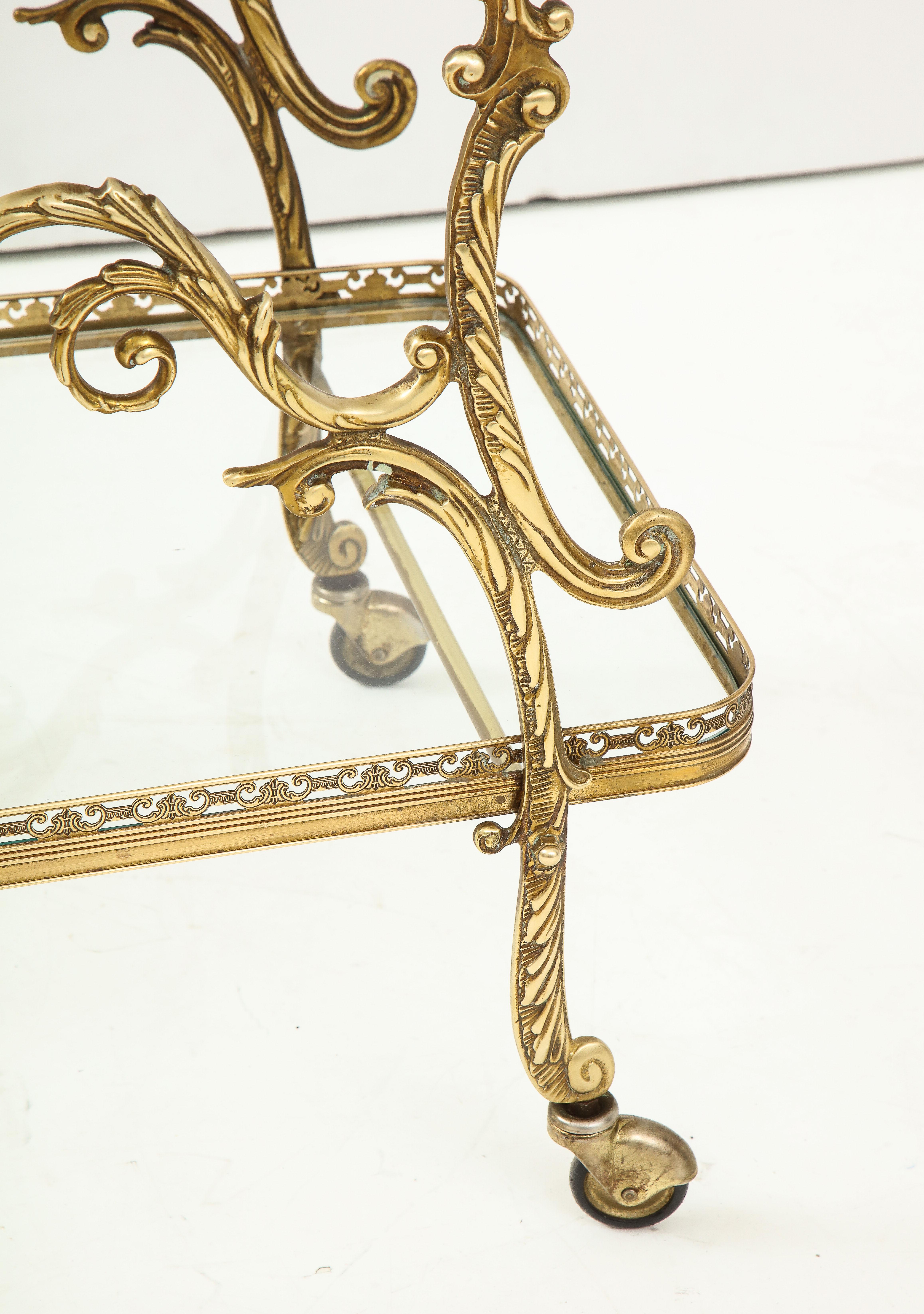 1950s Baroque Style Brass Bar Cart 8