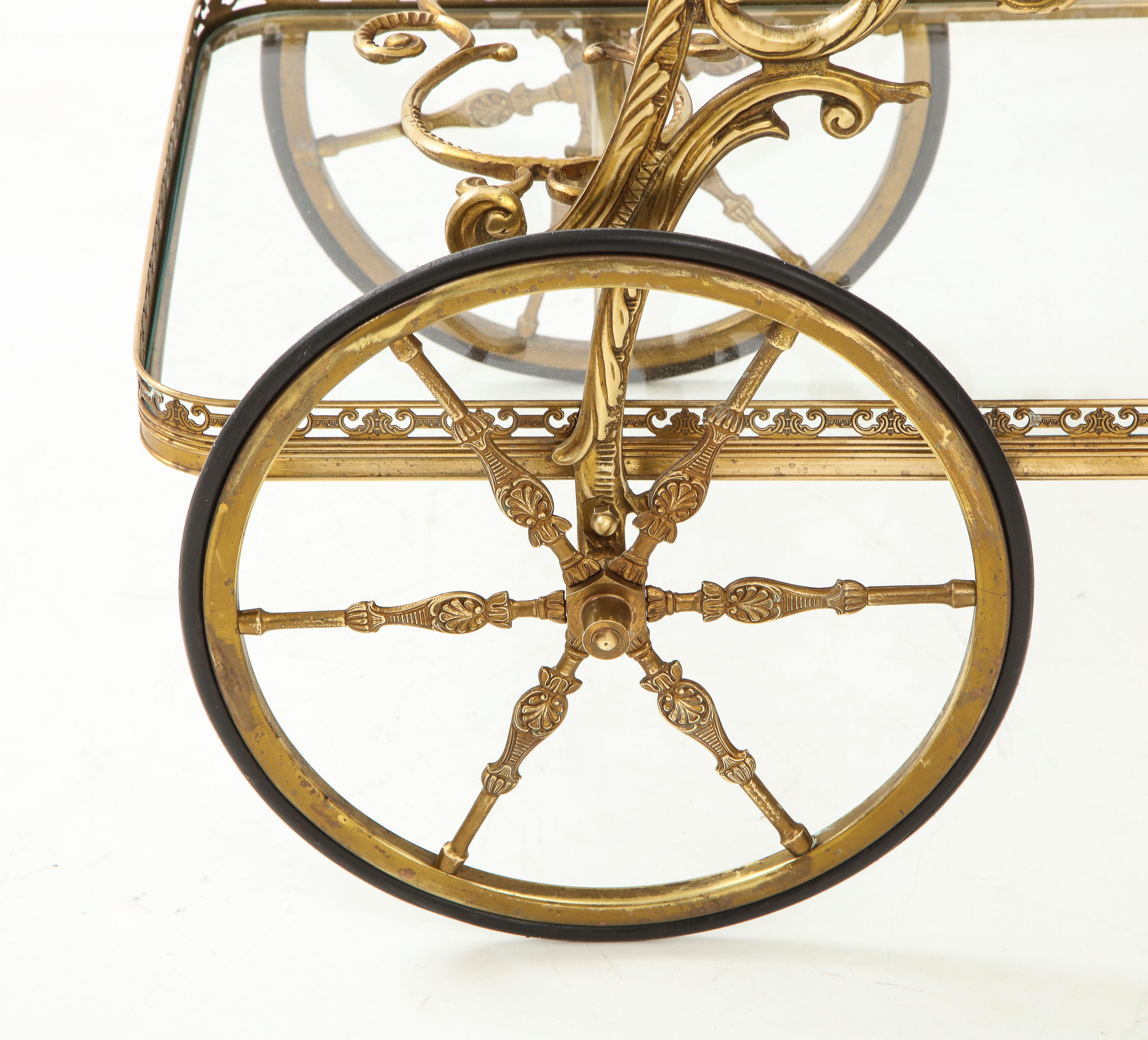 Italian 1950s Baroque Style Brass Bar Cart