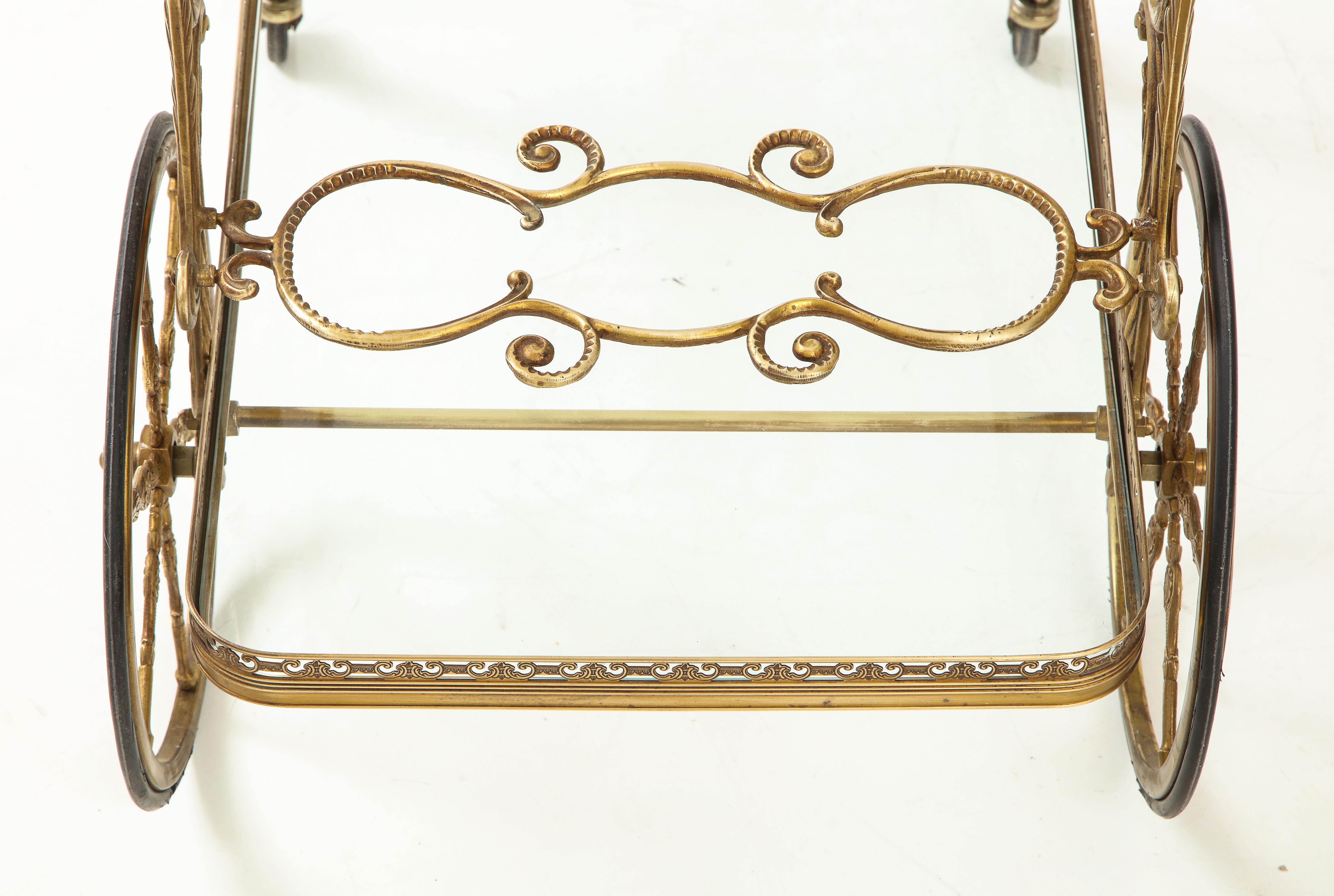 1950s Baroque Style Brass Bar Cart 1