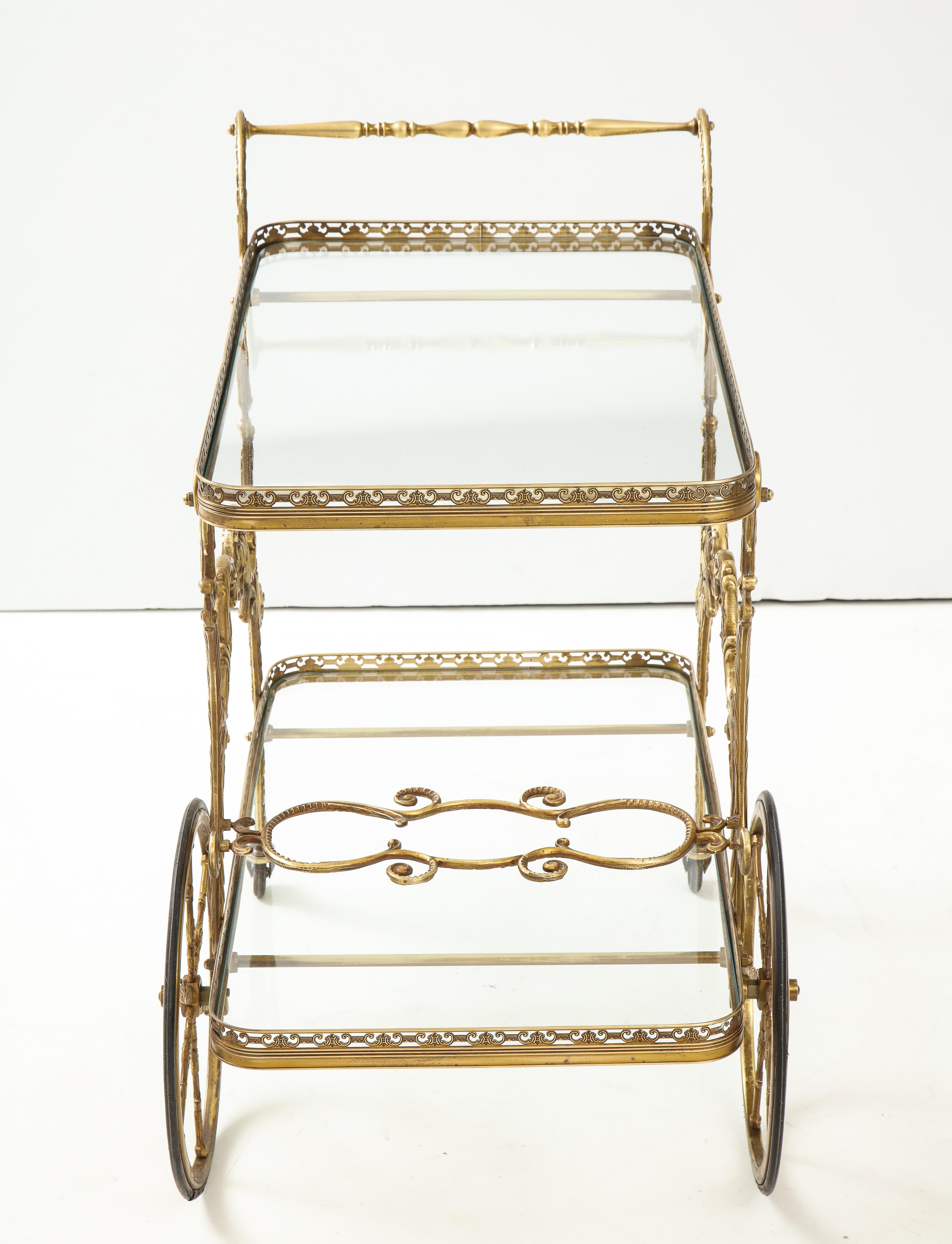 1950s Baroque Style Brass Bar Cart 2