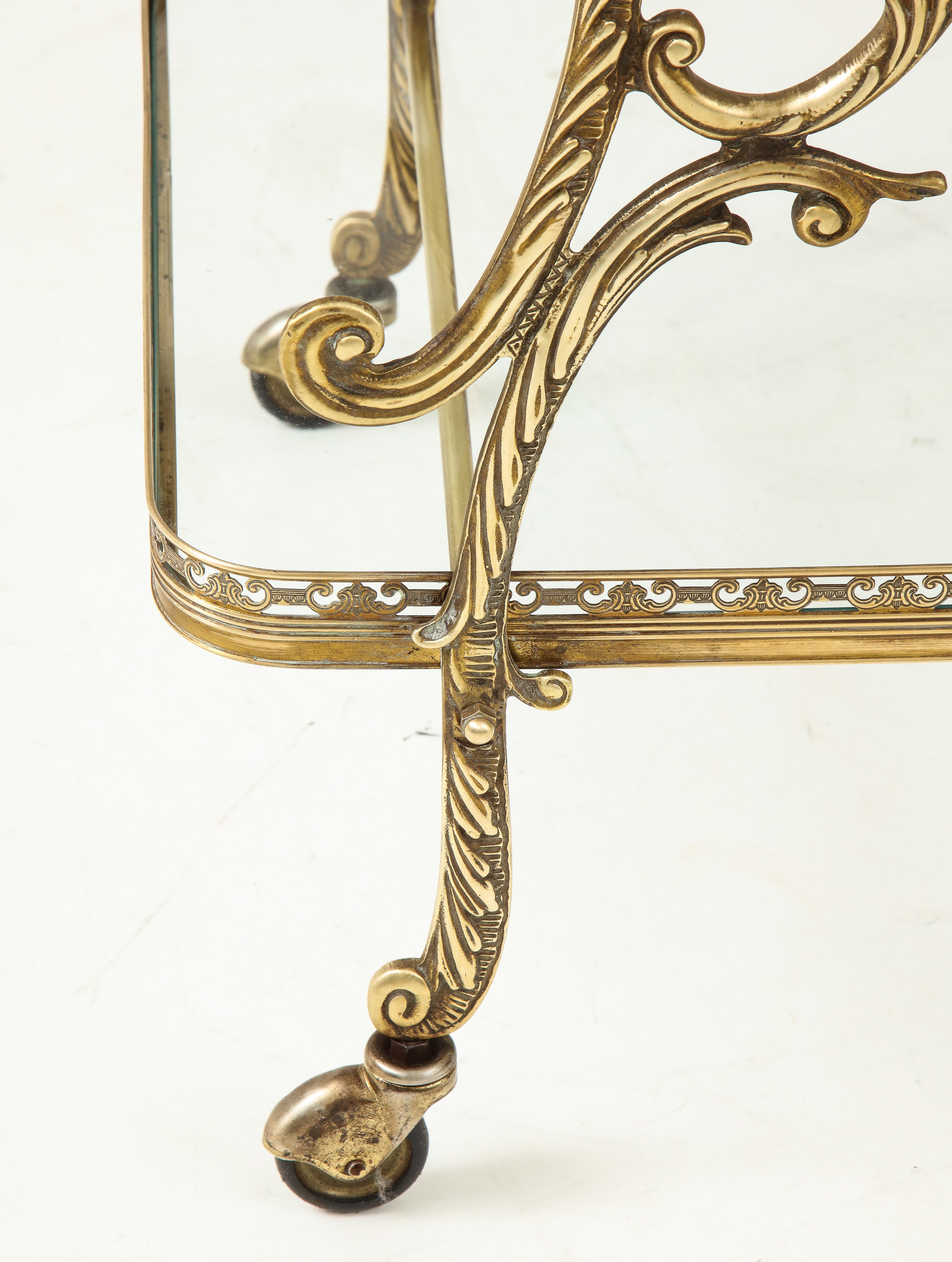 1950s Baroque Style Brass Bar Cart 4