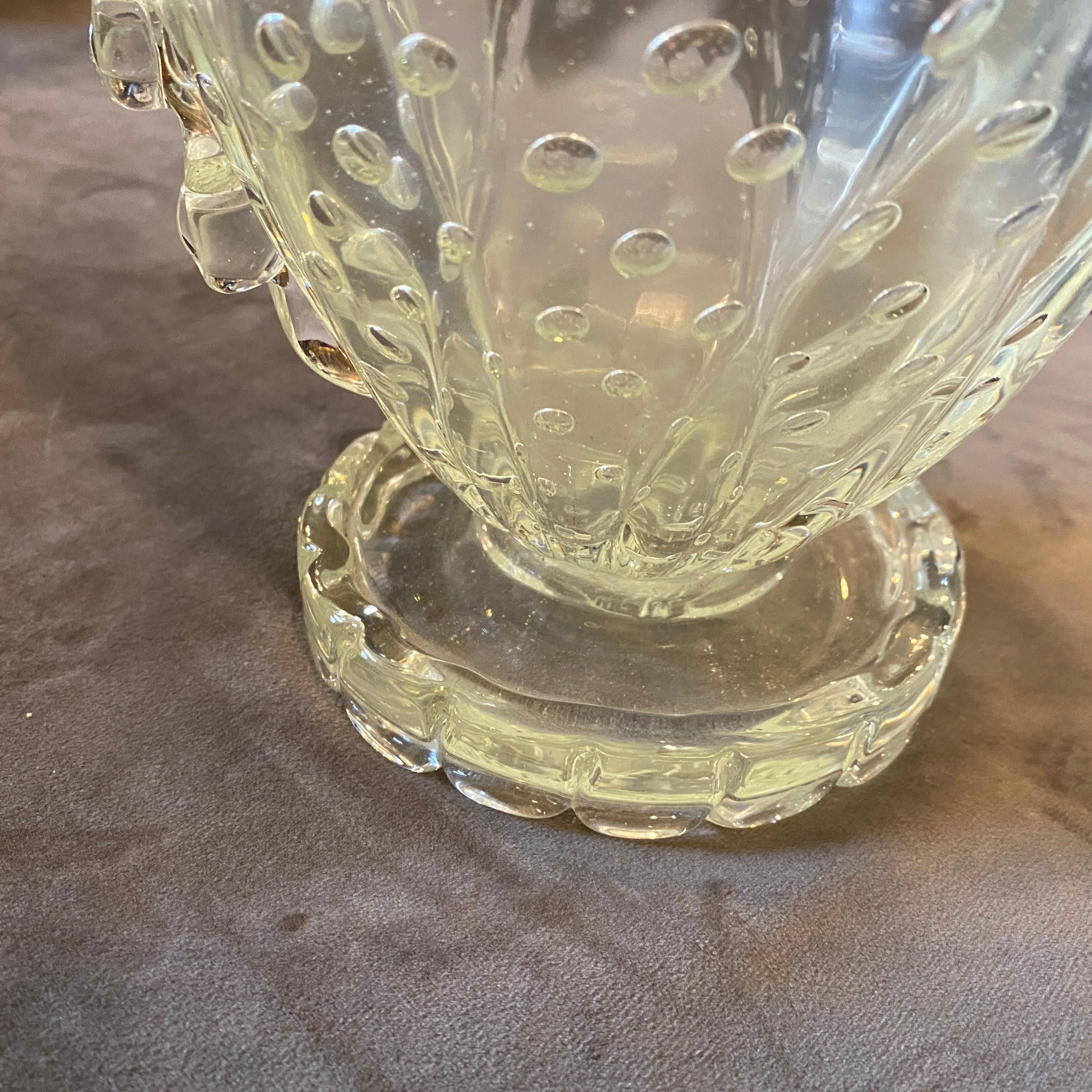 1950s Barovier & Toso Translucent Bullicante Murano Glass Tall Vase 3