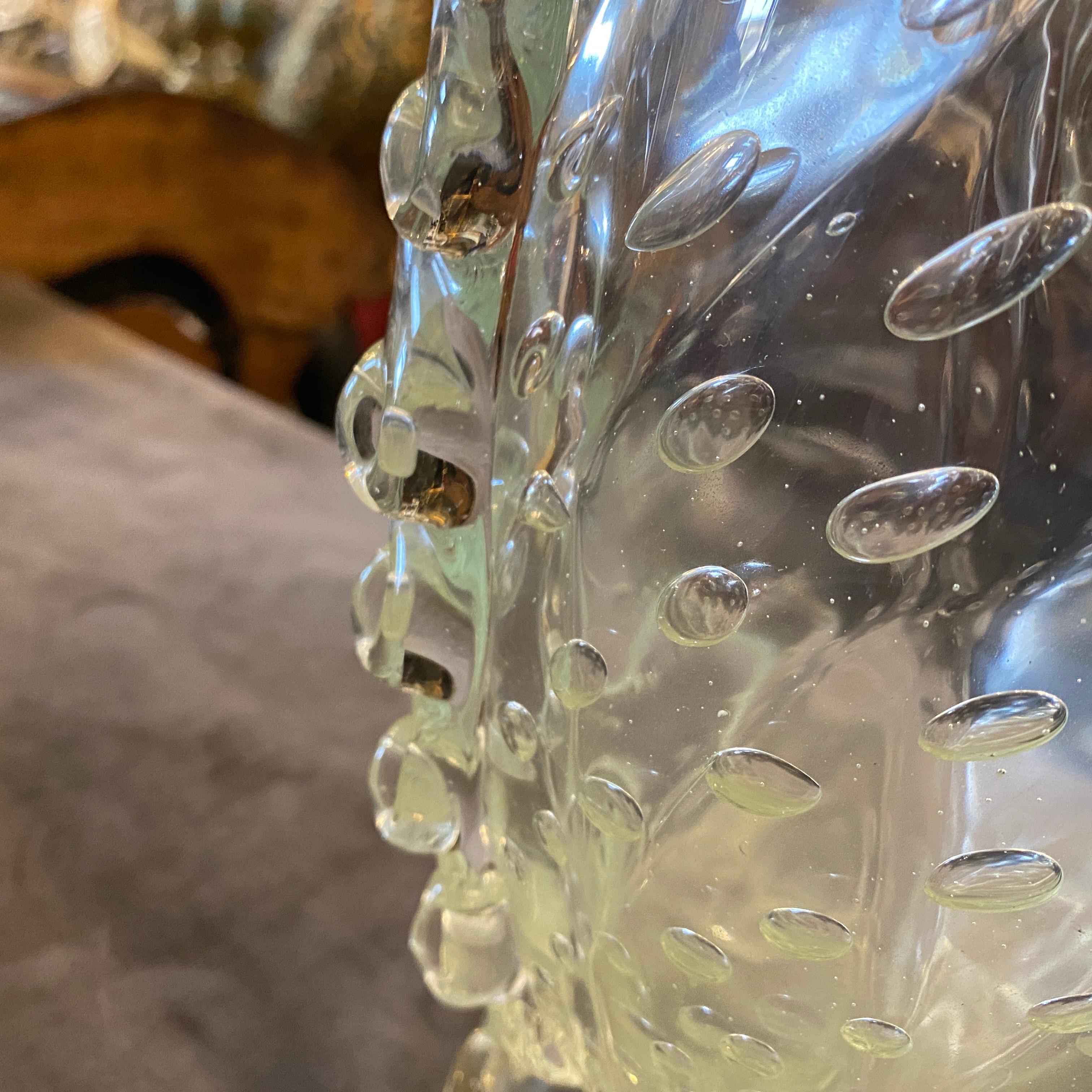 1950s Barovier & Toso Translucent Bullicante Murano Glass Tall Vase 4