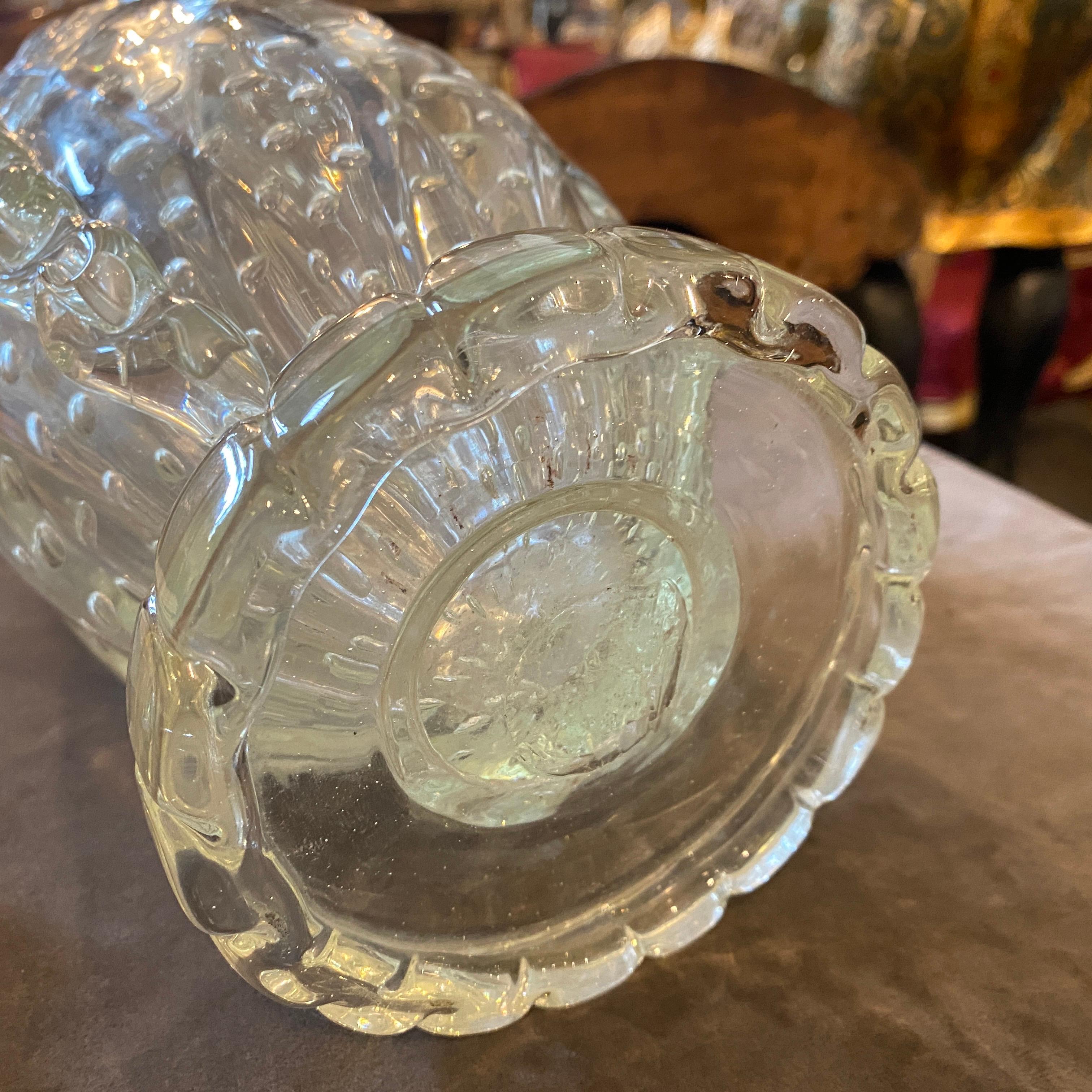 1950s Barovier & Toso Translucent Bullicante Murano Glass Tall Vase 6