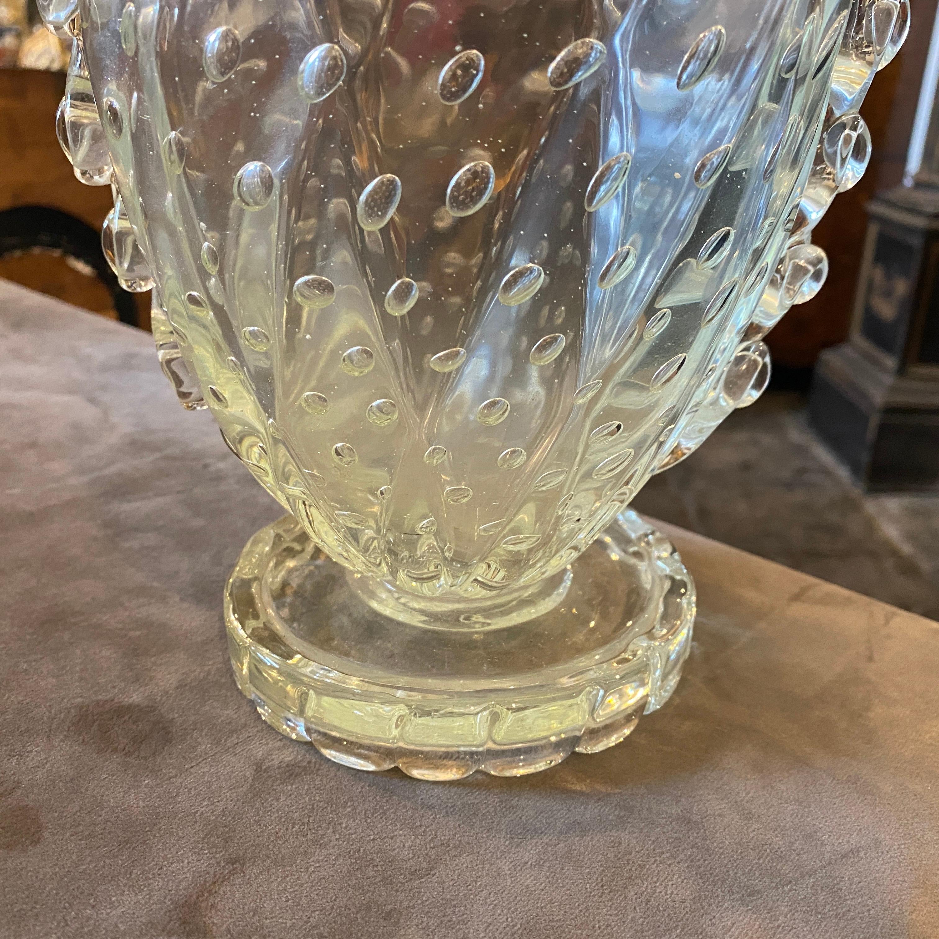 1950s Barovier & Toso Translucent Bullicante Murano Glass Tall Vase In Good Condition In Aci Castello, IT