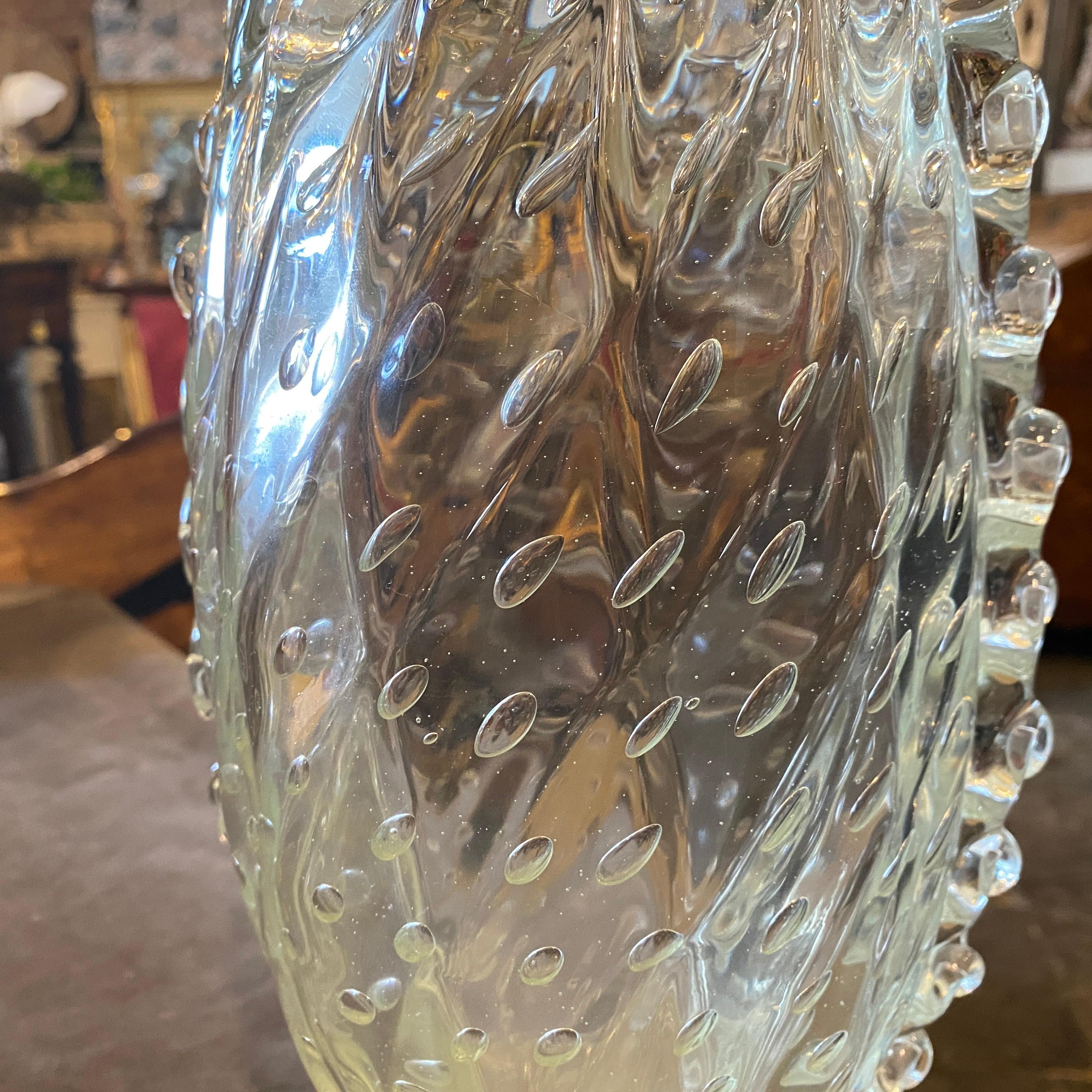 20th Century 1950s Barovier & Toso Translucent Bullicante Murano Glass Tall Vase