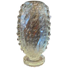 1950s Barovier & Toso Translucent Bullicante Murano Glass Tall Vase