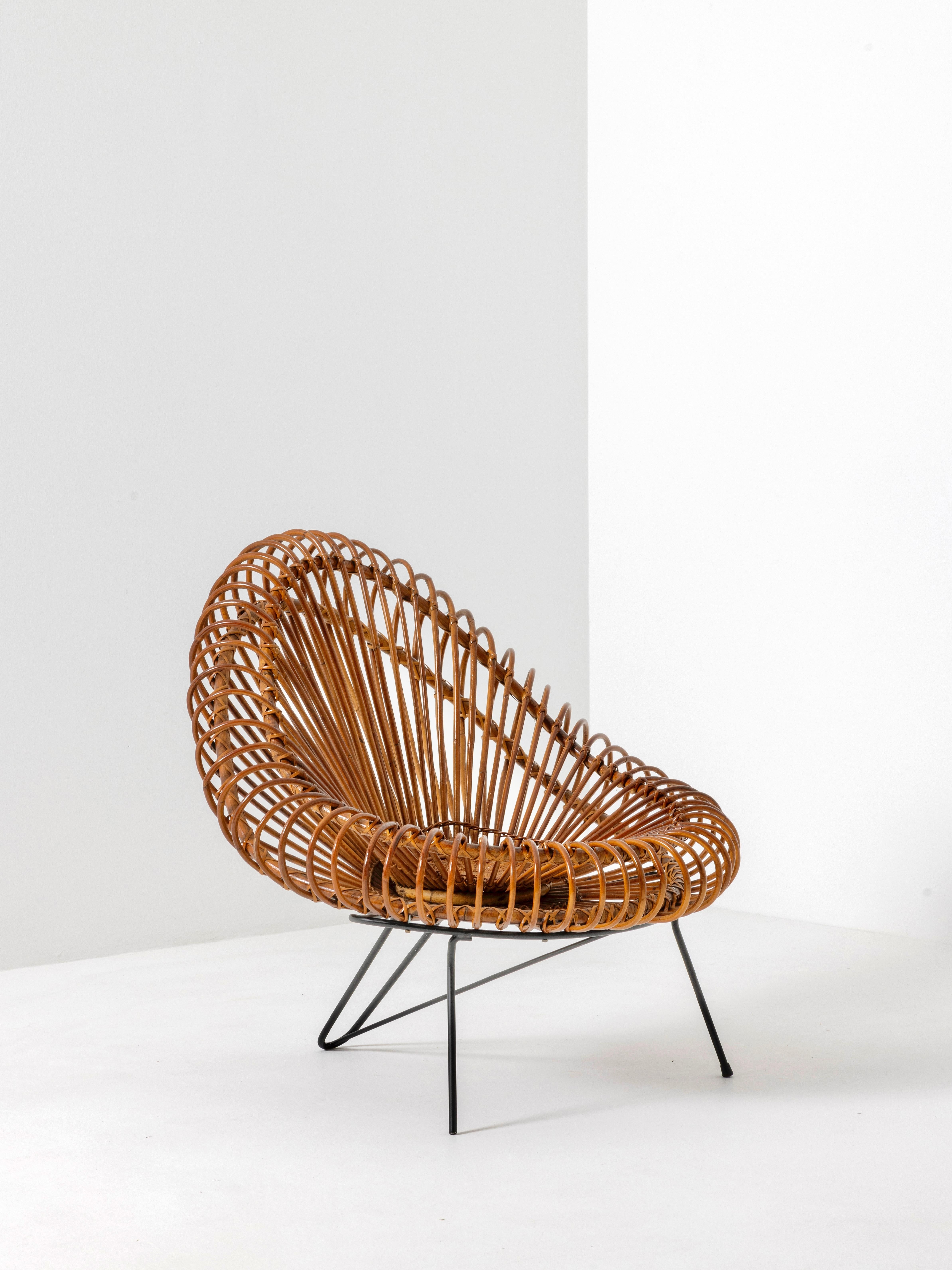 Mid-Century Modern 1950's Basketware Lounge Chairs by Janine Abraham & Dirk Jan Rol For Sale