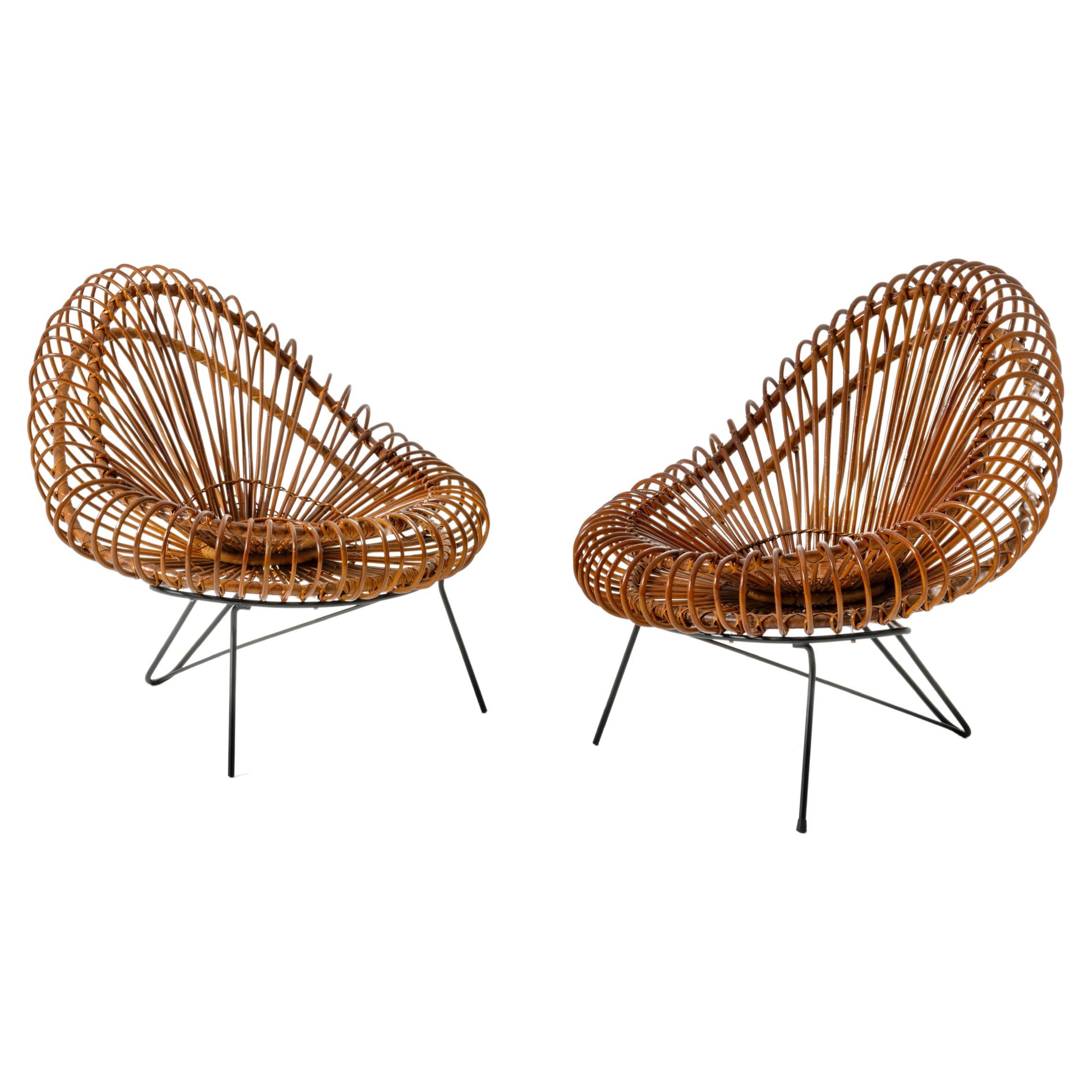 1950's Basketware Lounge Chairs by Janine Abraham & Dirk Jan Rol For Sale
