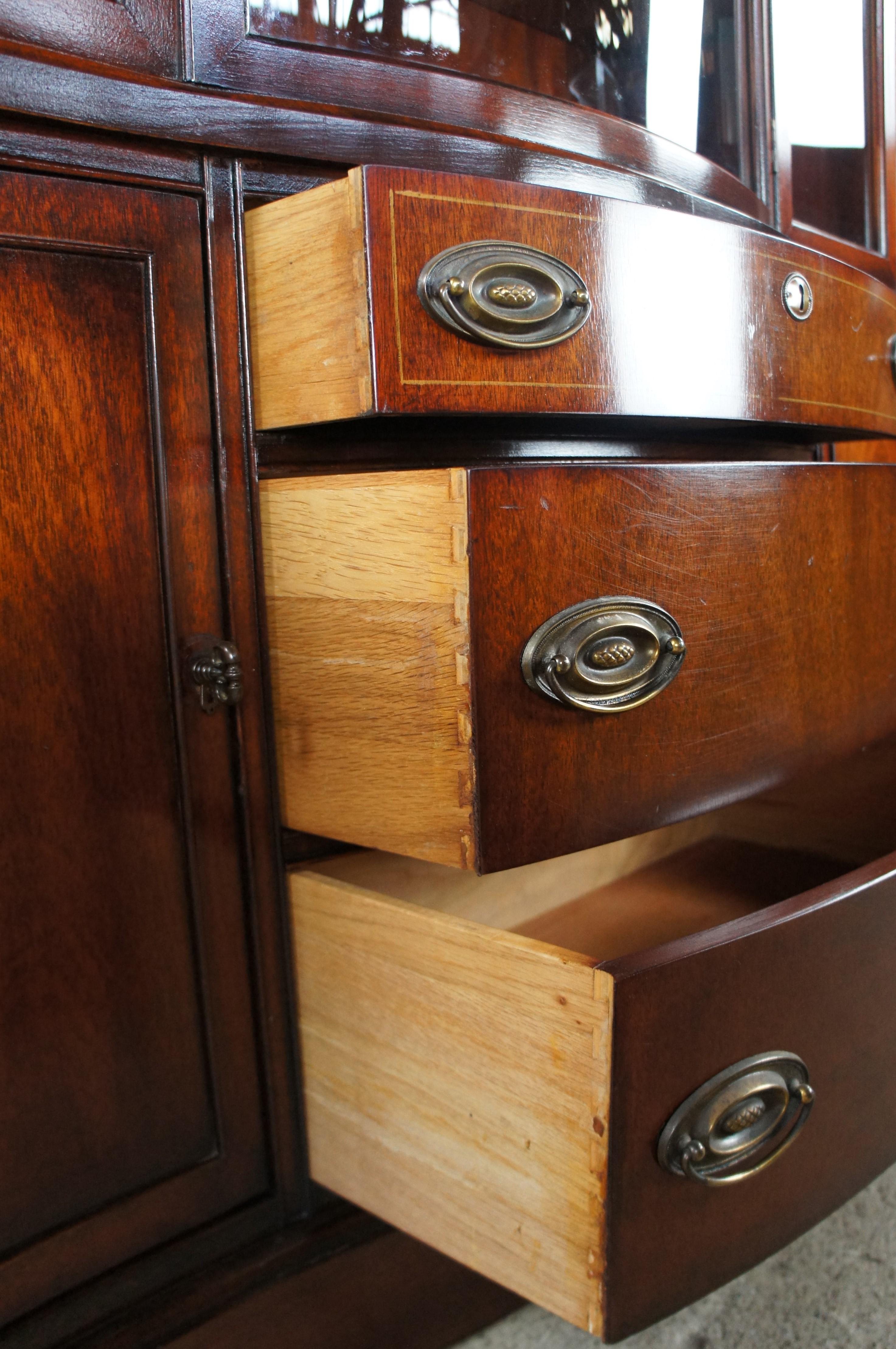 1950s Bassett Monticello Mahogany Serpentine Bow Front China Cabinet Cupboard 1