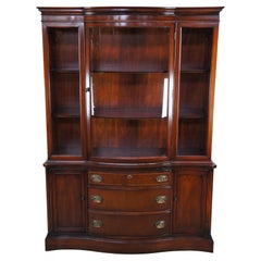 1950s Bassett Monticello Mahogany Serpentine Bow Front China Cabinet Cupboard