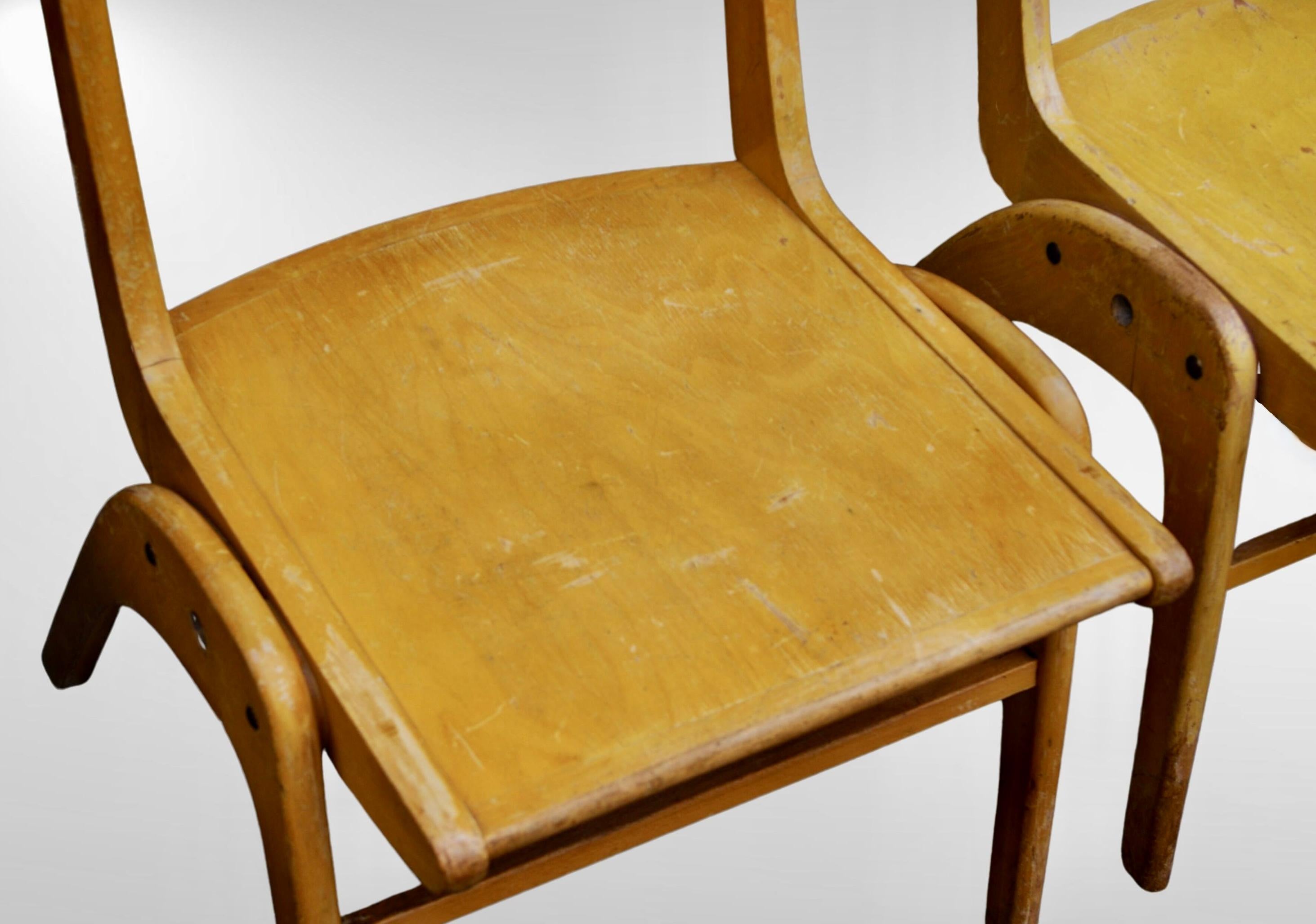 Wood 1950s Bauhaus Era Muster Casala Beech Stacking Dining Chairs Set of 6 For Sale