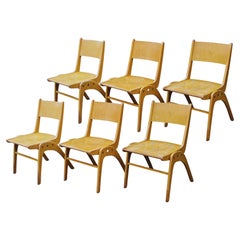 1950s Bauhaus Era Muster Casala Beech Stacking Dining Chairs Set of 6