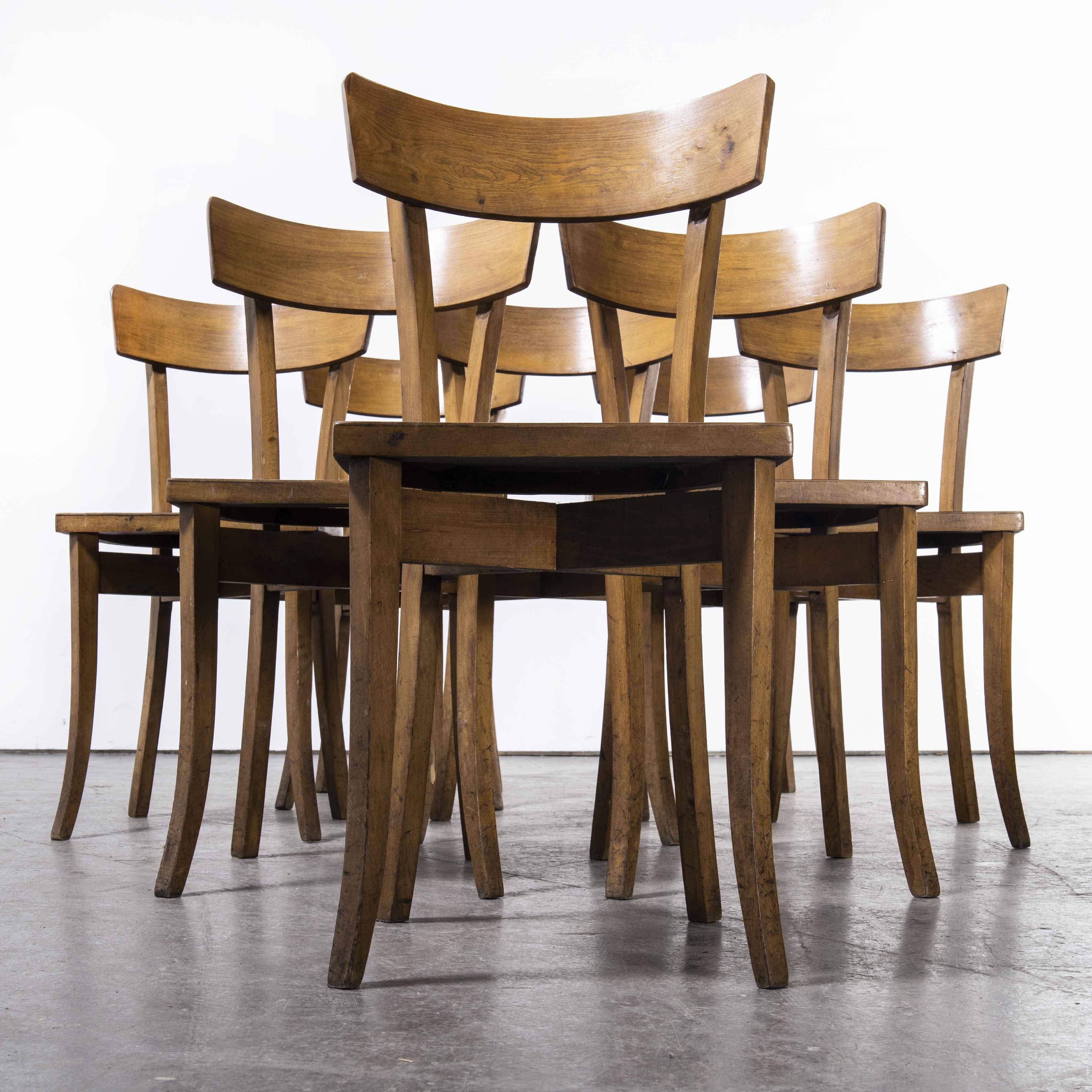 Mid-20th Century 1950's Baumann Bentwood Bistro Dining Chair, Cross Frame, Set of Eight