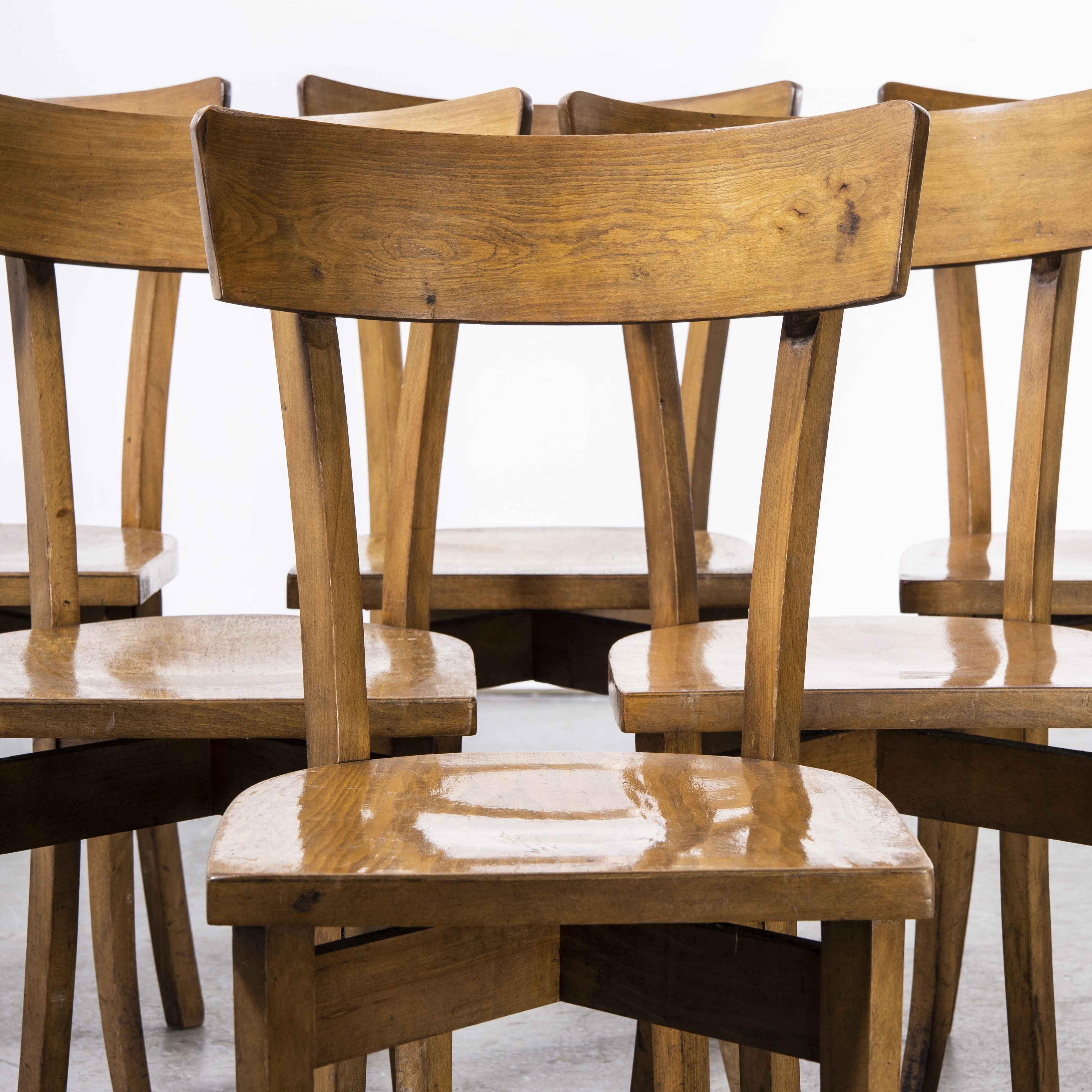 1950's Baumann Bentwood Bistro Dining Chair, Cross Frame, Set of Six 2