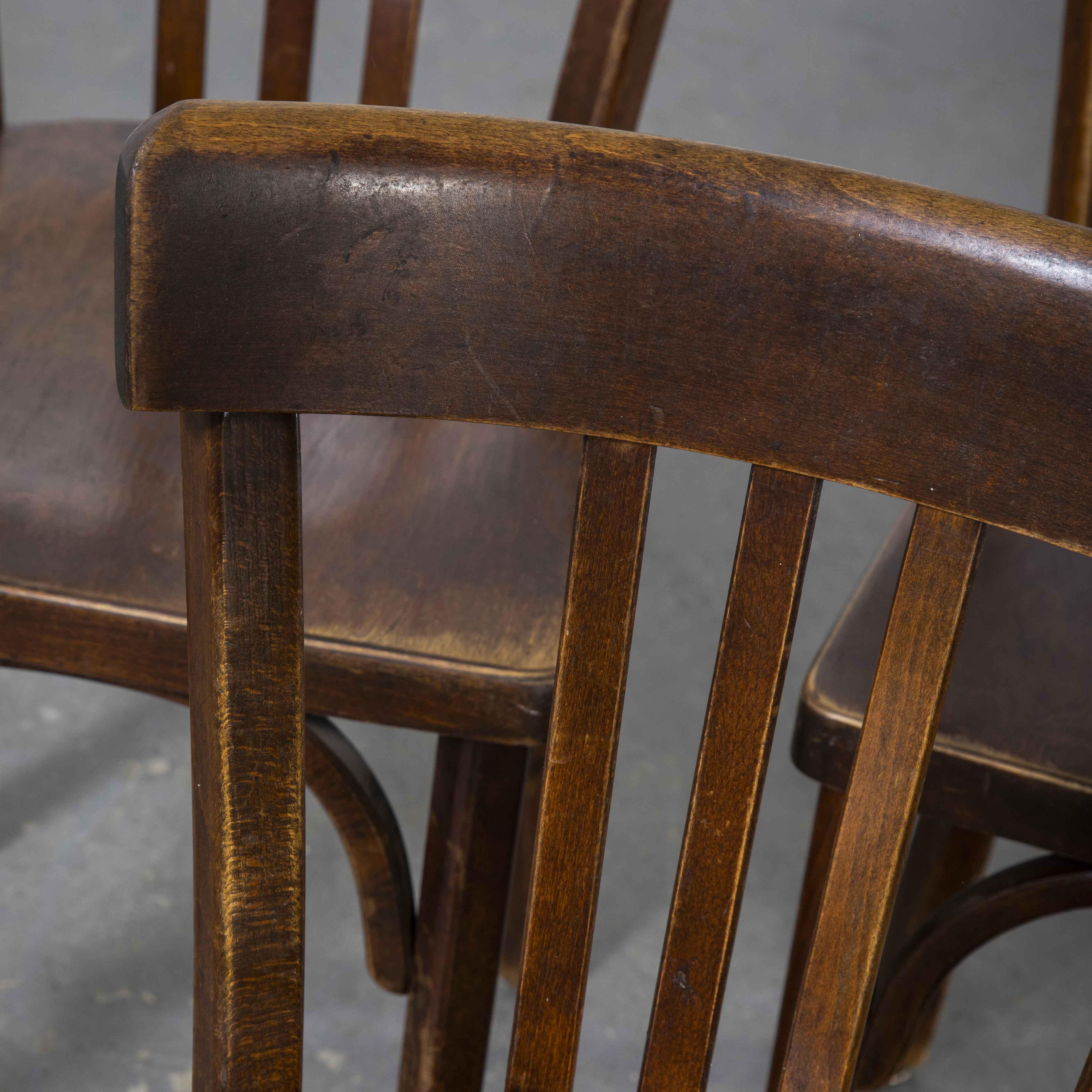 1950's Baumann Bentwood Bistro Dining Chair, Dark Walnut, Set of Six 3