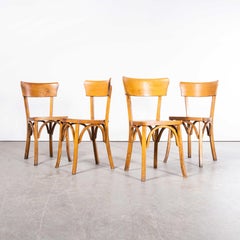 Chaise de salle à manger bistro en bois de Baumann des années 1950 - dossier profond - lot de quatre