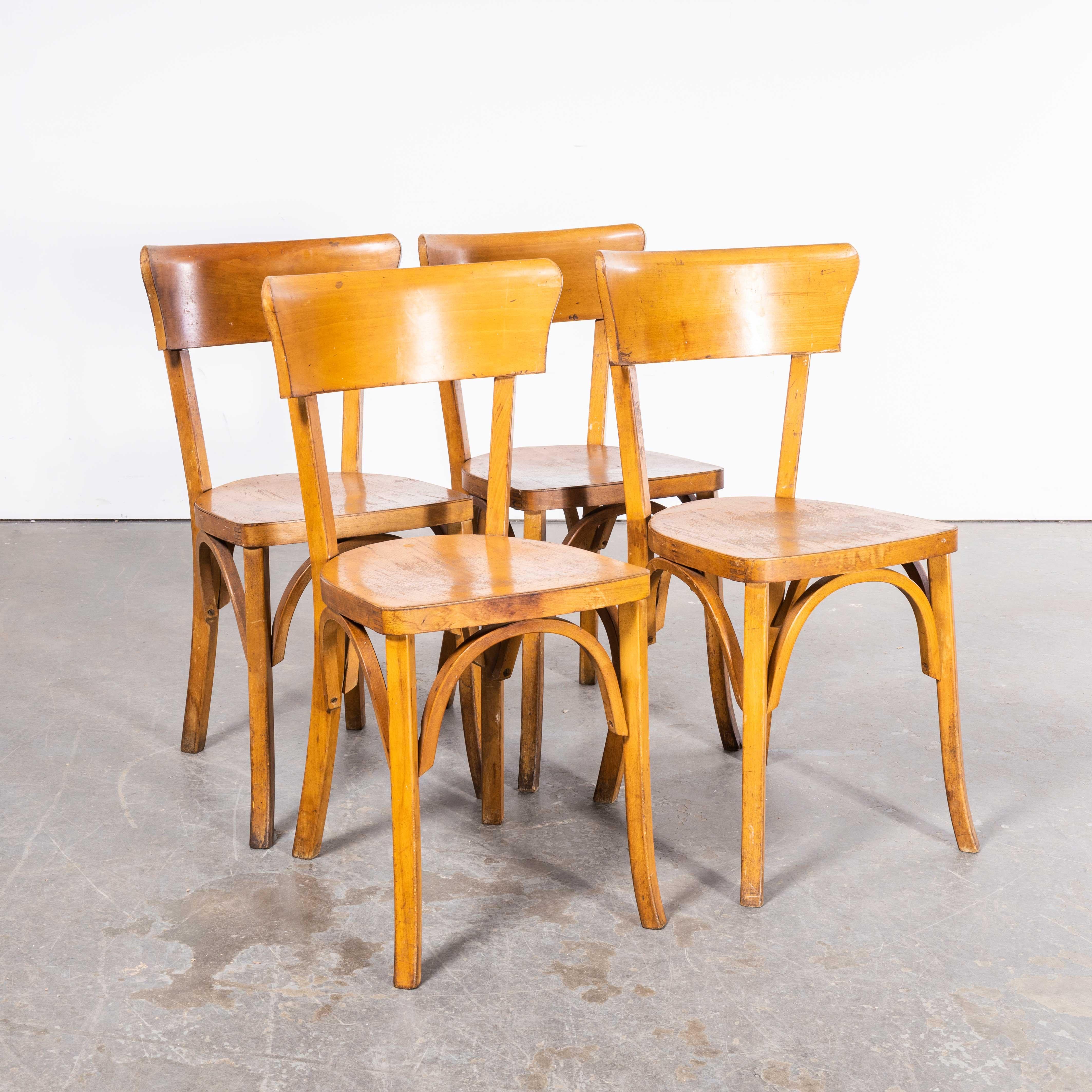 1950's Baumann Bentwood Bistro Dining Chair - Deep Back - Set Of Four For Sale 2