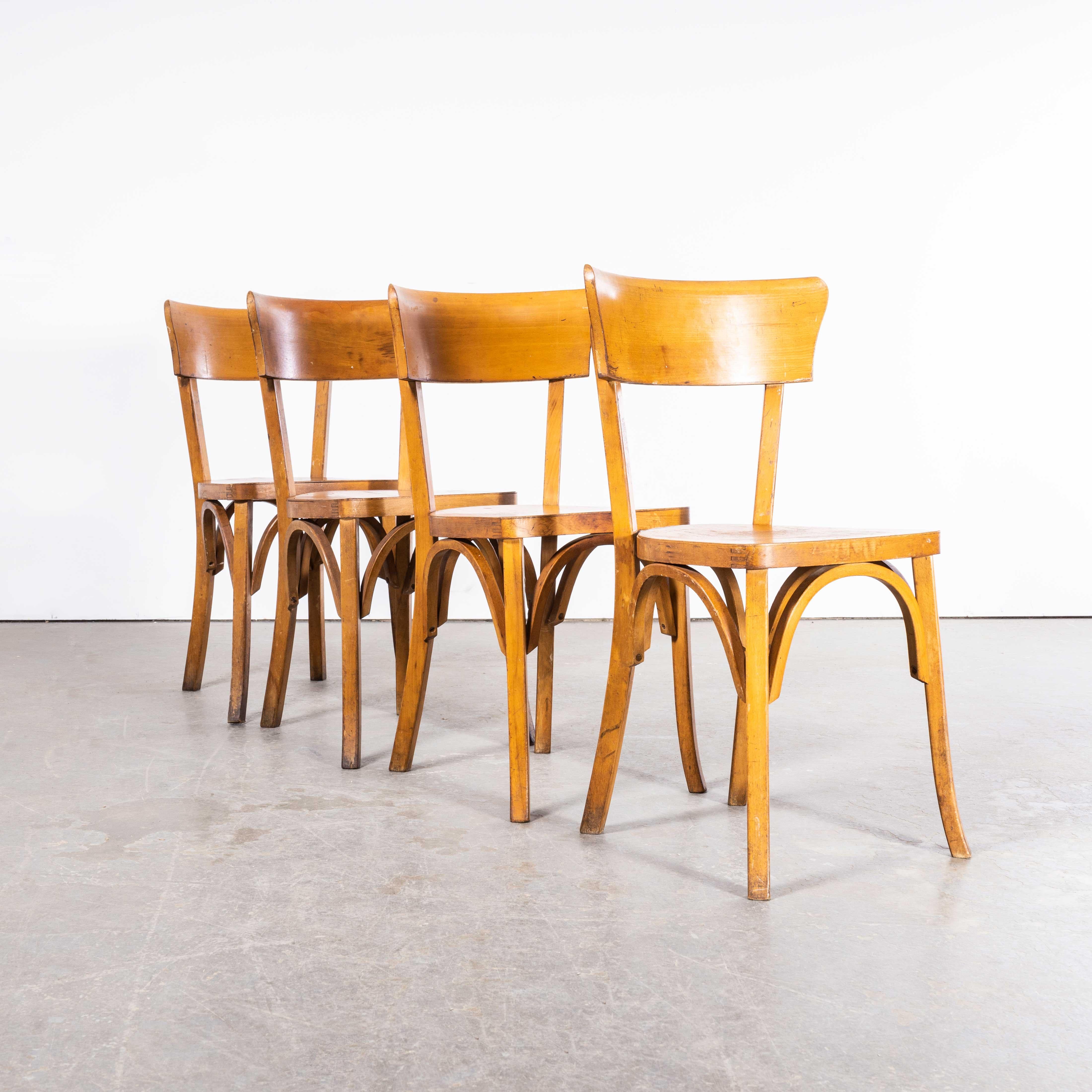 1950's Baumann Bentwood Bistro Dining Chair - Deep Back - Set Of Four For Sale 4