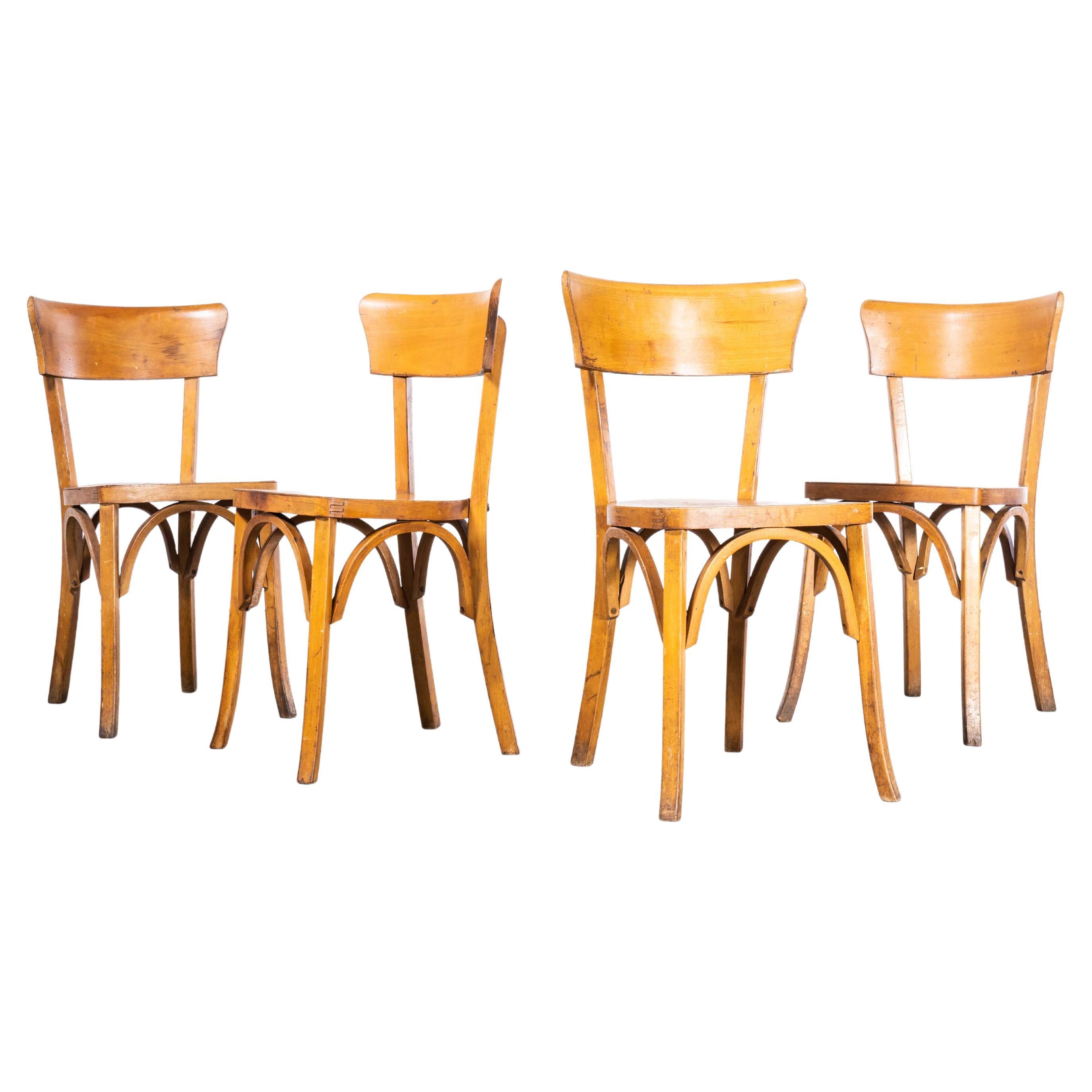 1950's Baumann Bentwood Bistro Dining Chair - Deep Back - Set Of Four