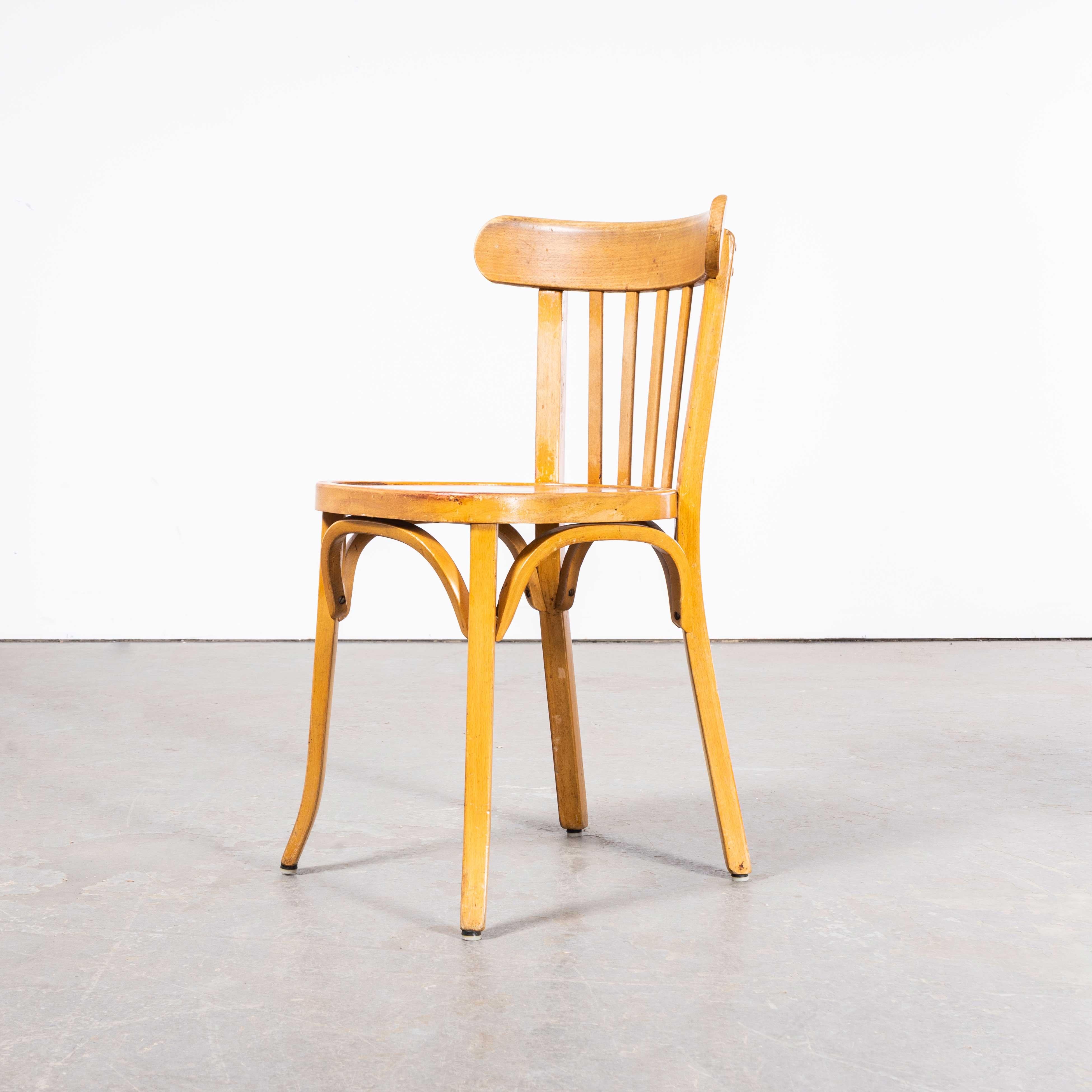 French 1950's Baumann Bentwood Bistro Dining Chair - Honey - Set O Four For Sale