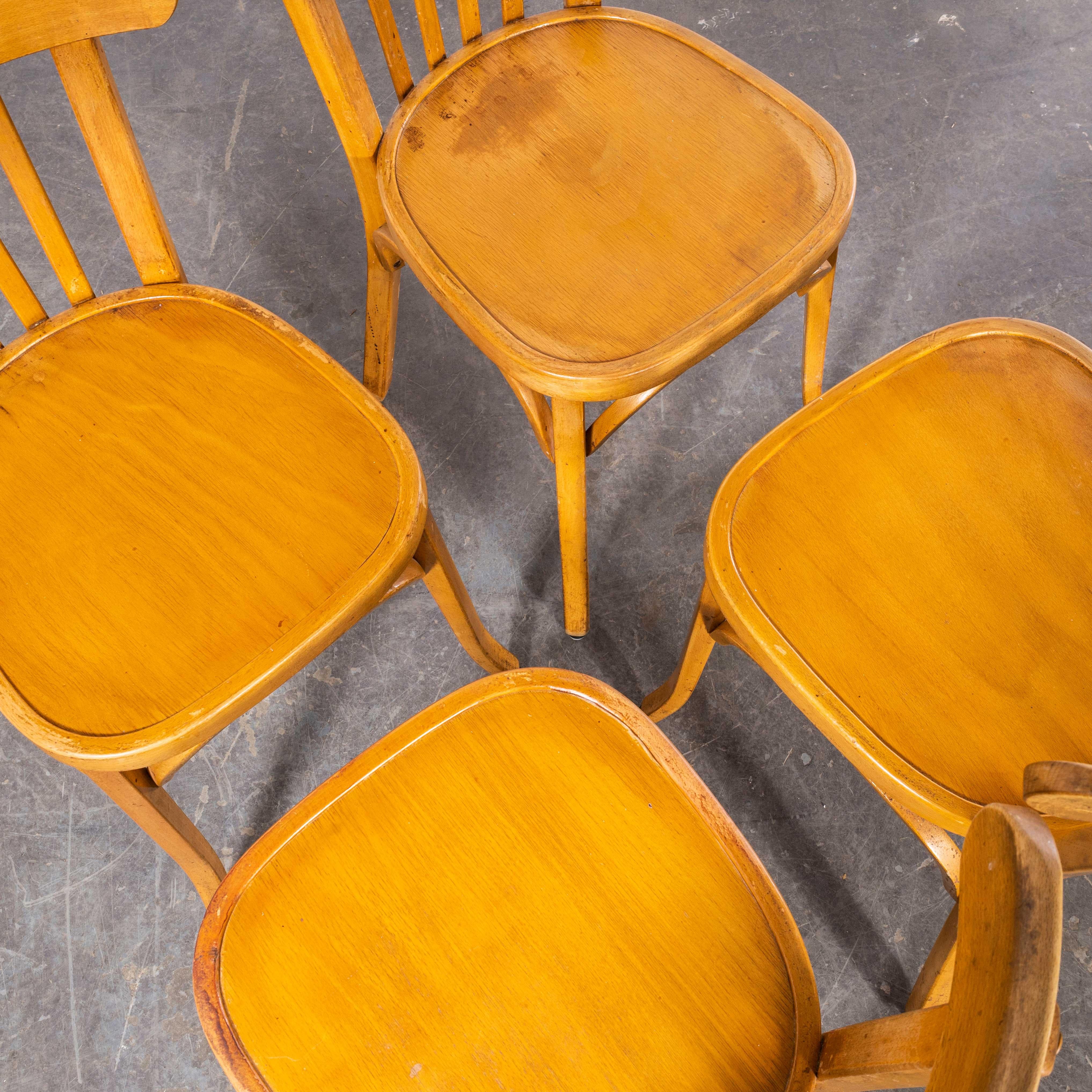 1950's Baumann Bentwood Bistro Dining Chair - Honey - Set O Four For Sale 1