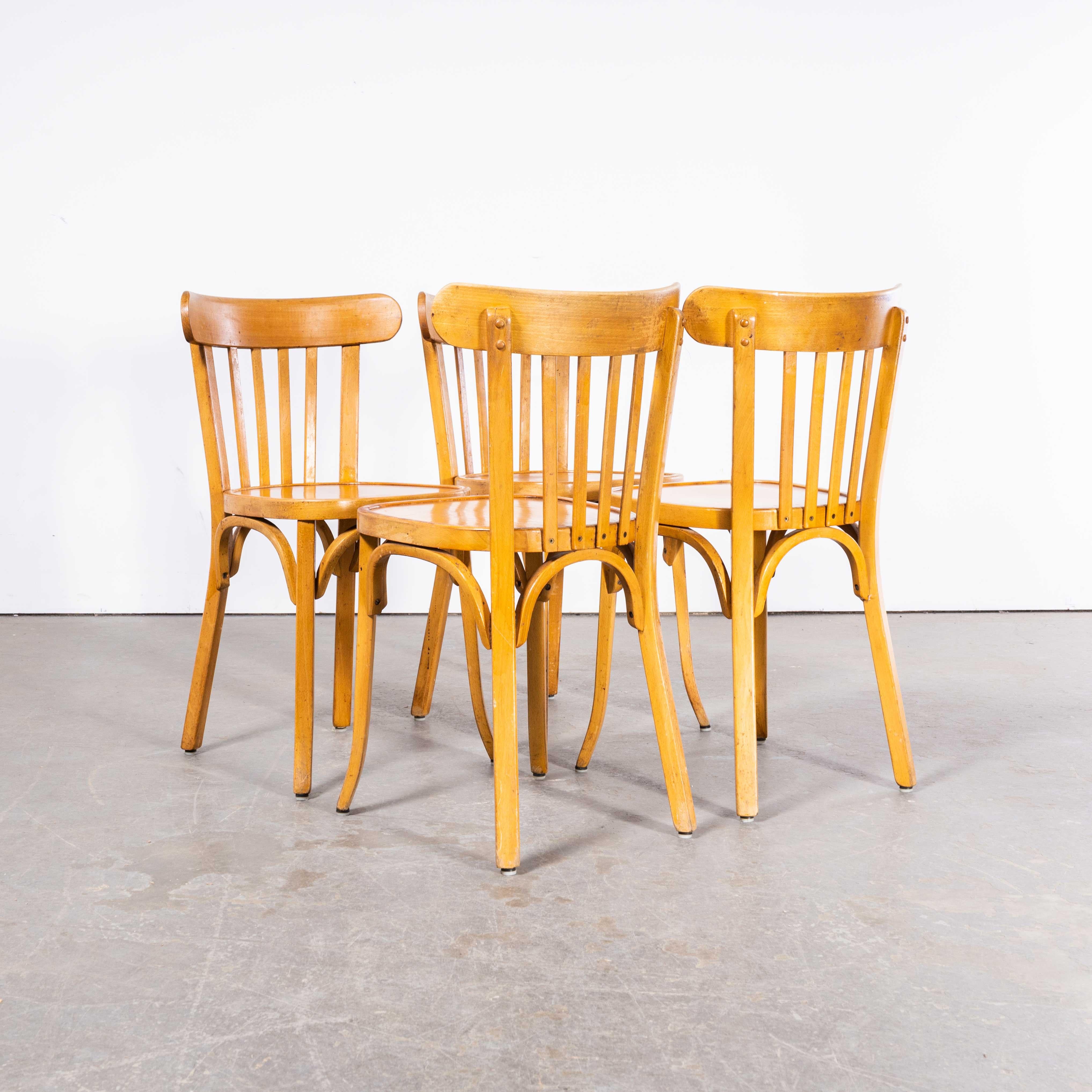 1950's Baumann Bentwood Bistro Dining Chair - Honey - Set O Four For Sale 2