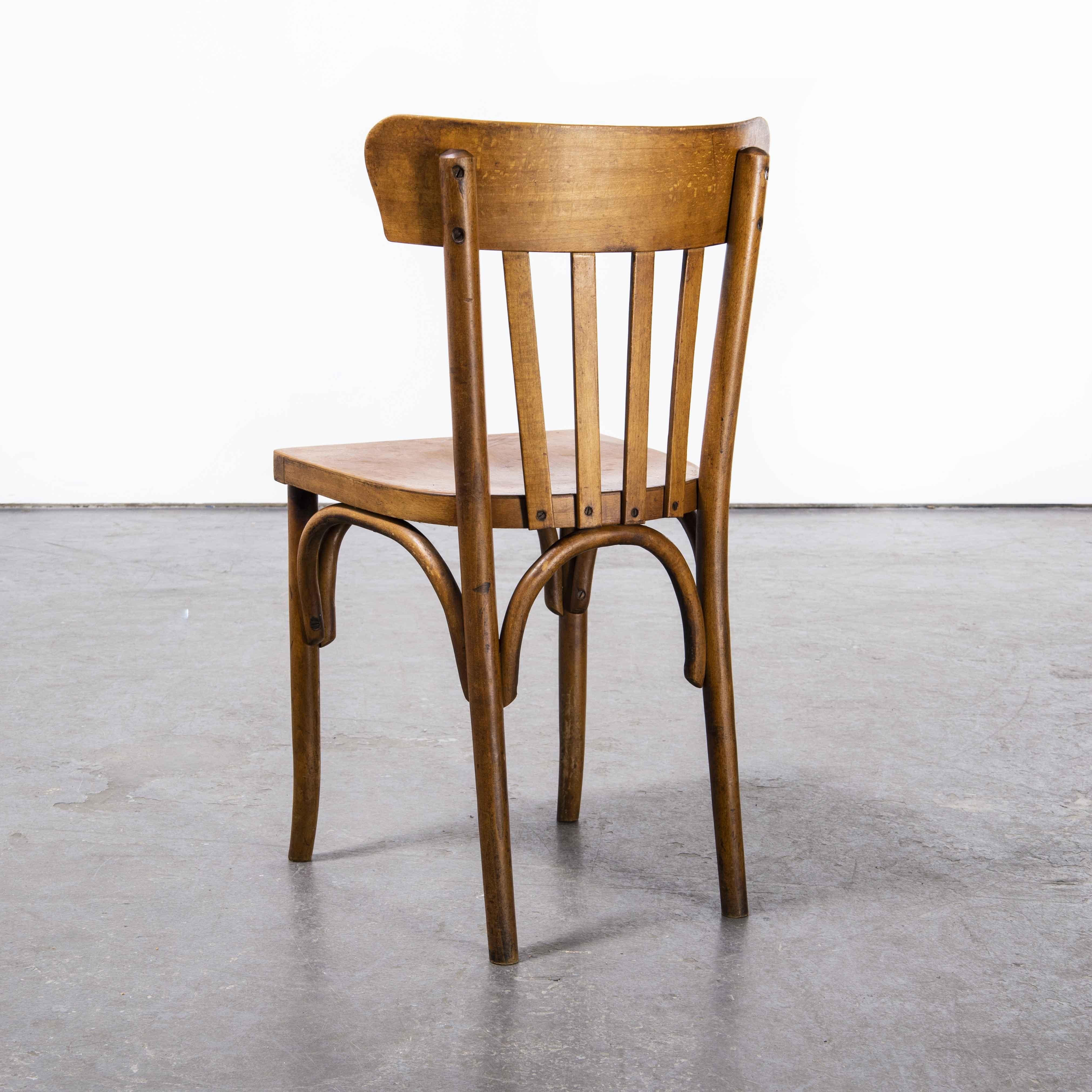 1950's Baumann Bentwood Bistro Dining Chair, Honey, Set of Seven In Good Condition In Hook, Hampshire